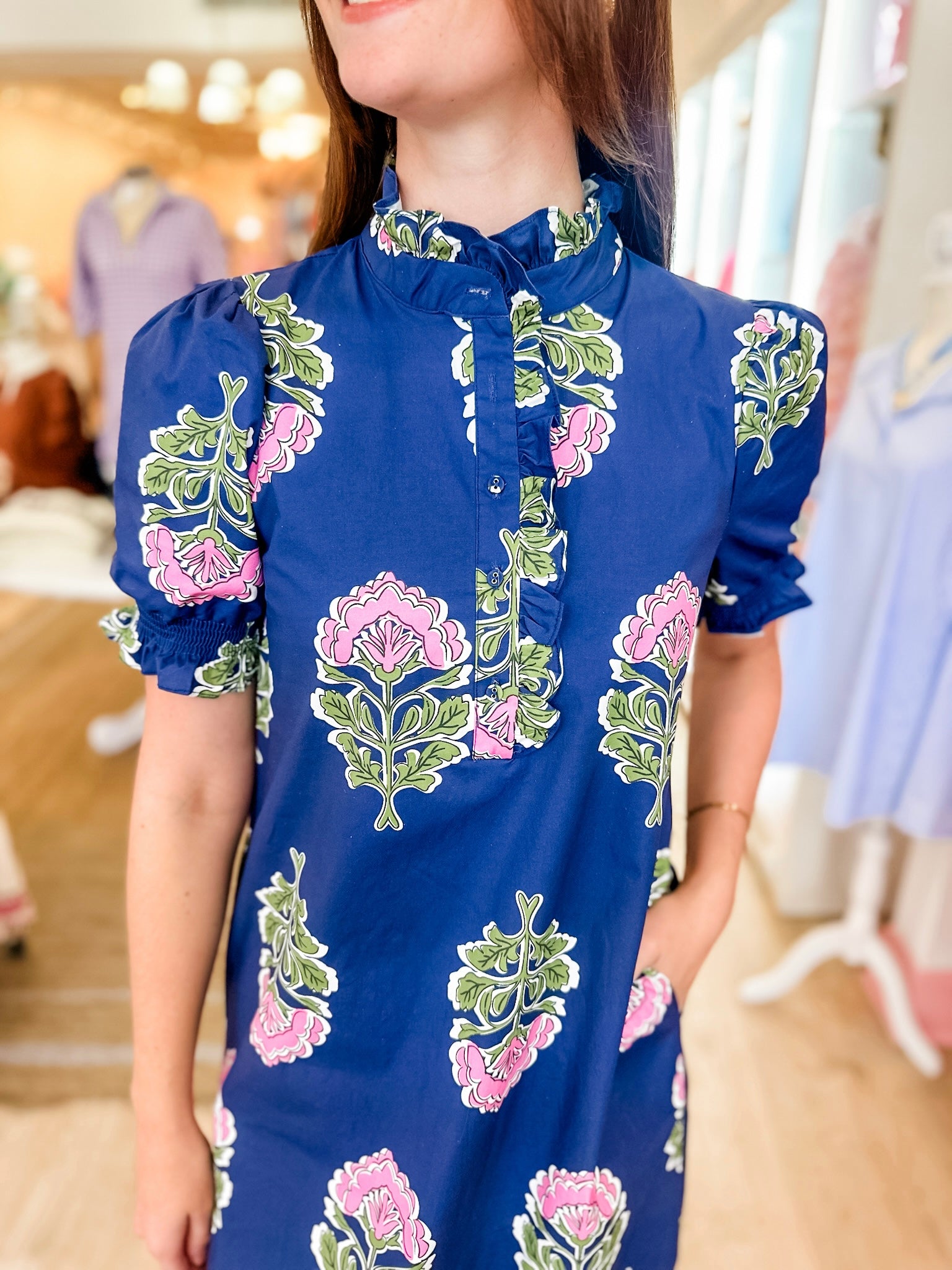 Gardenia Midi Dress- Navy