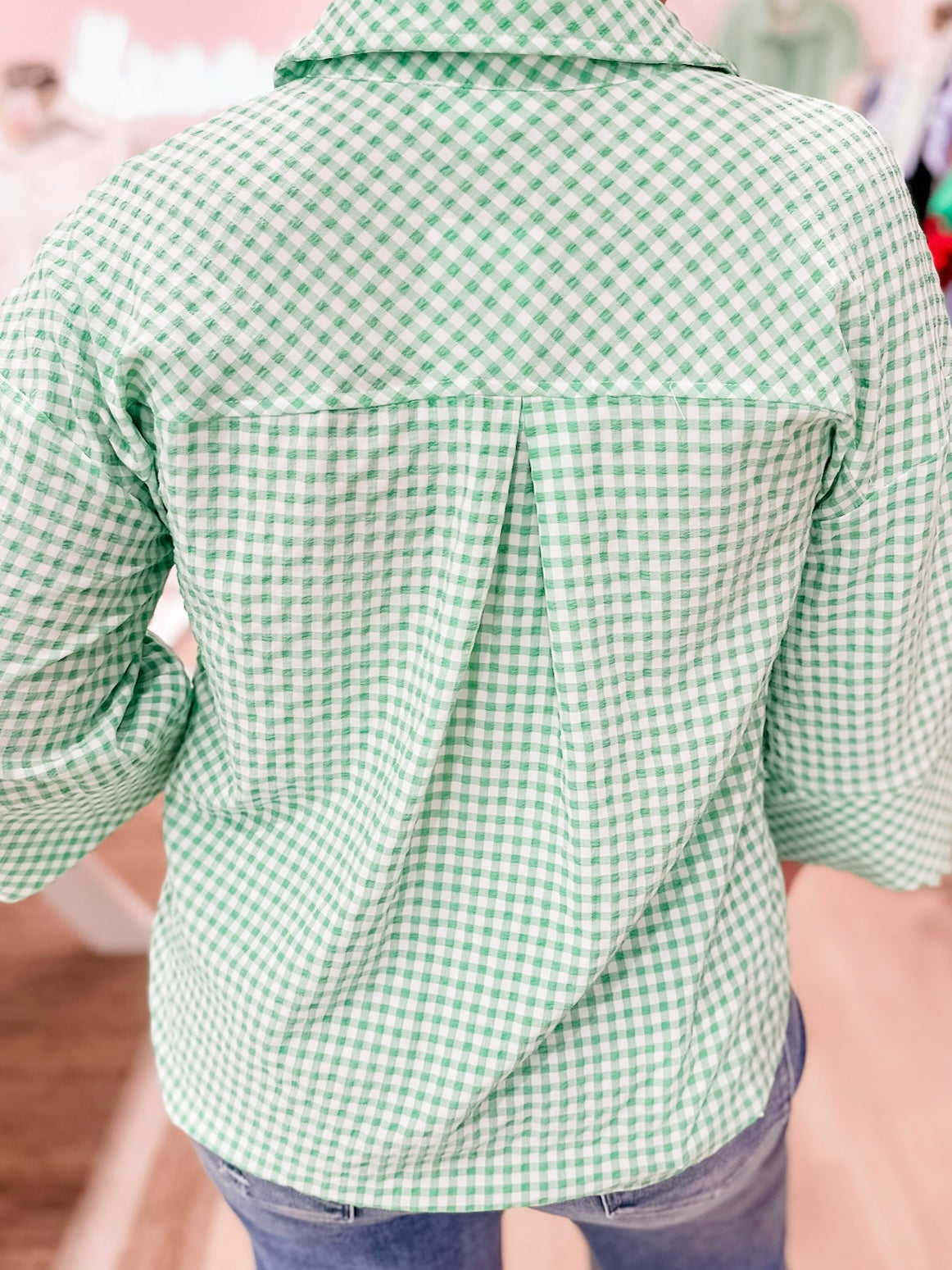 Spring Green Gingham Blouse