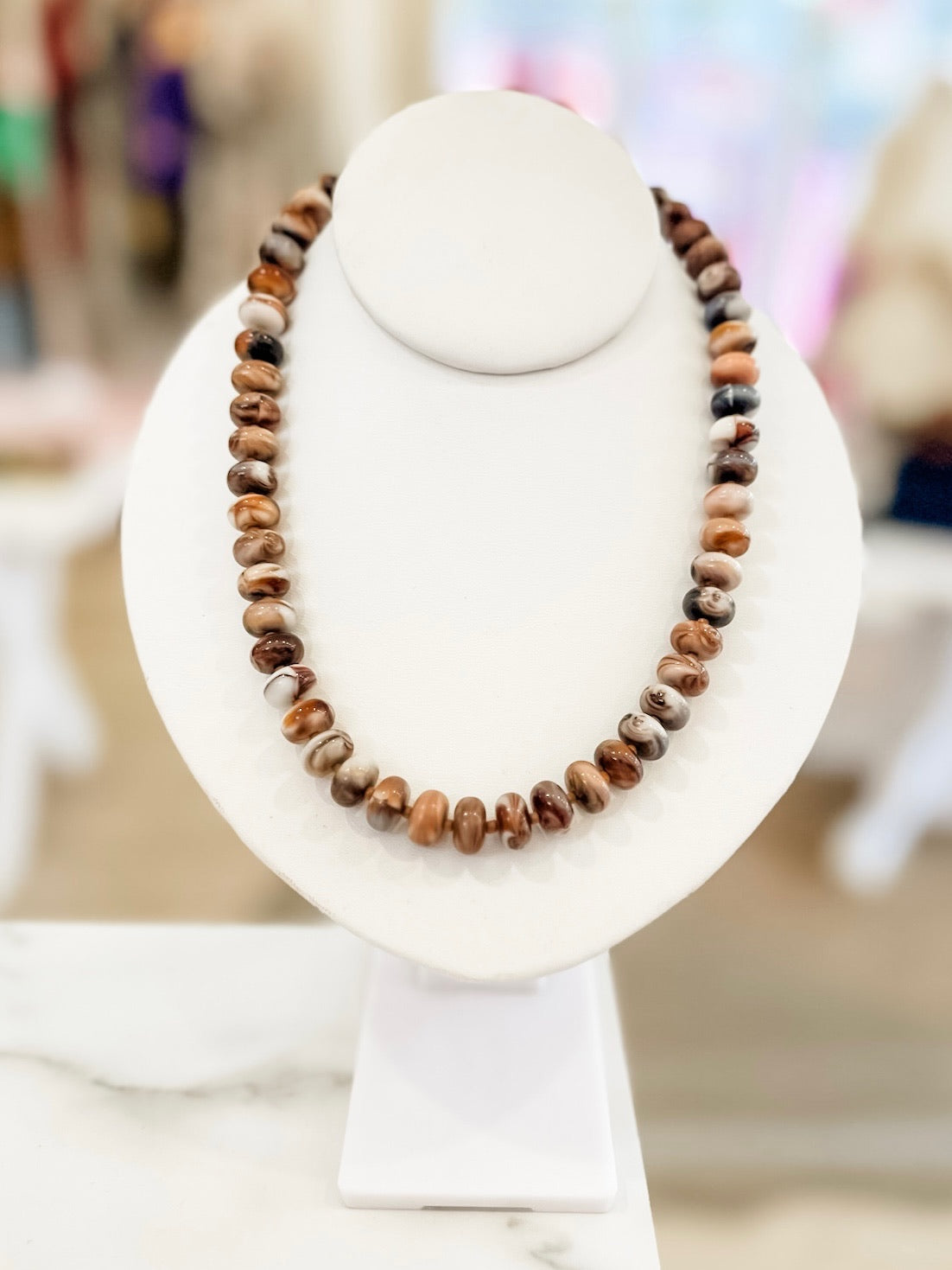 Everyday Beaded Necklace- Brown