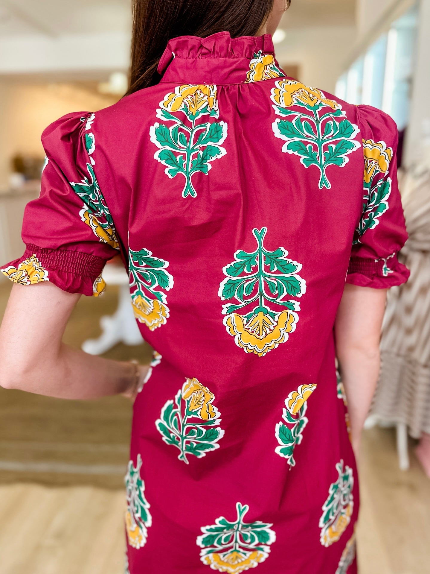 Gardenia Midi Dress- Burgundy