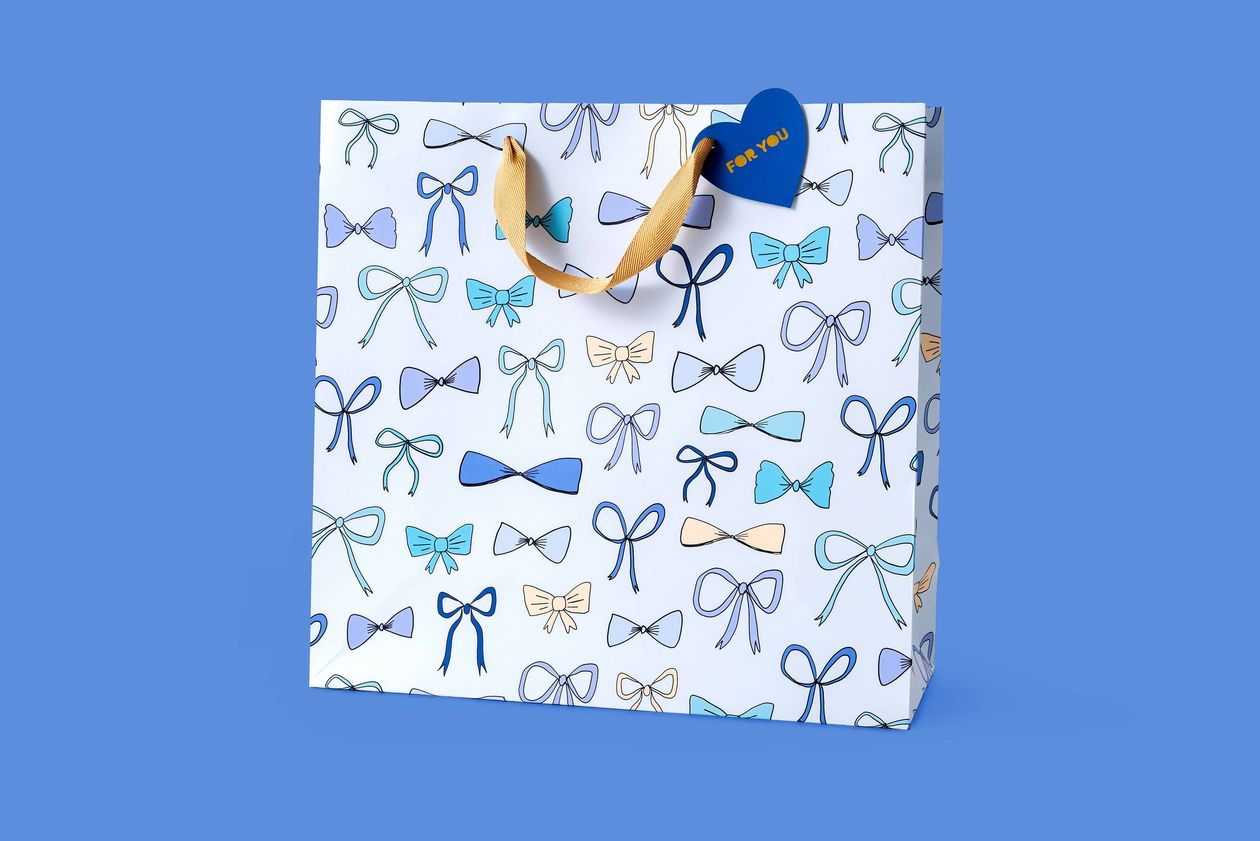 TAYLOR ELLIOTT DESIGNS Gift Bags - Blue Bows - Large