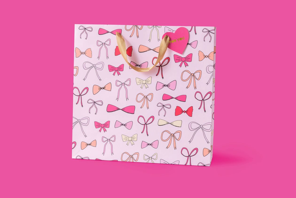 TAYLOR ELLIOTT DESIGNS Gift Bags - Pink Bows - Large