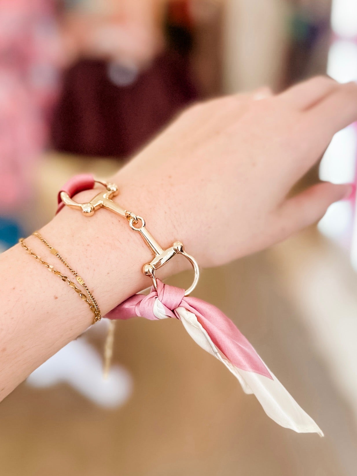 Horse Bit Scarf Bracelet- Pink