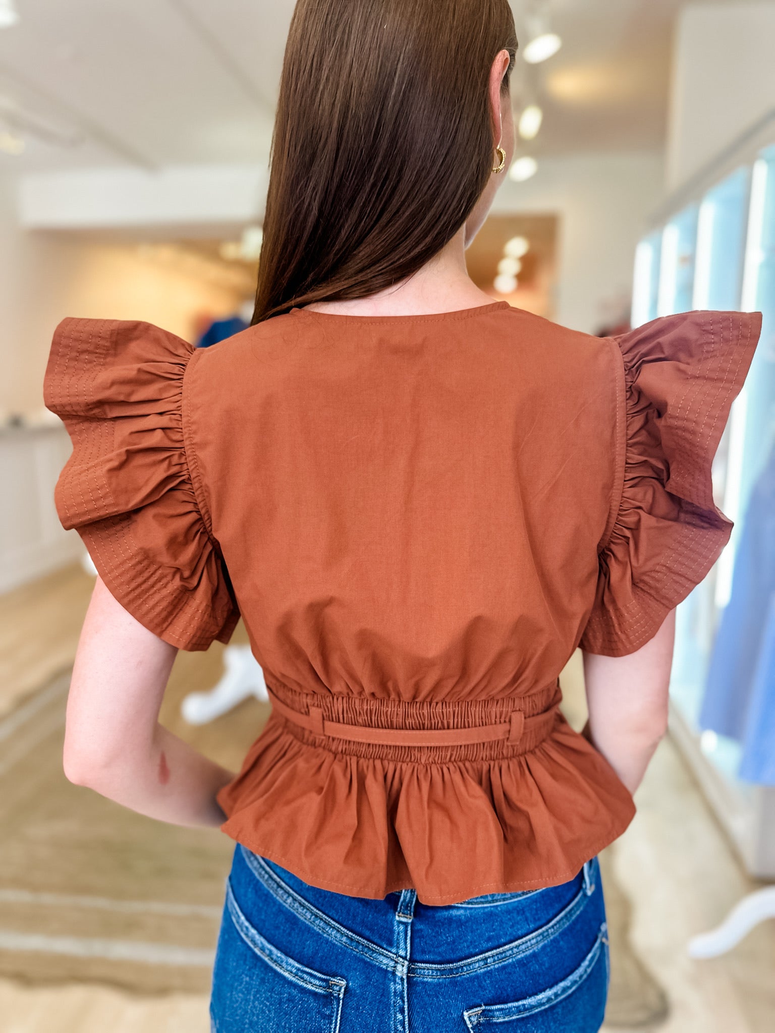 Most Wanted Peplum Top- Brown