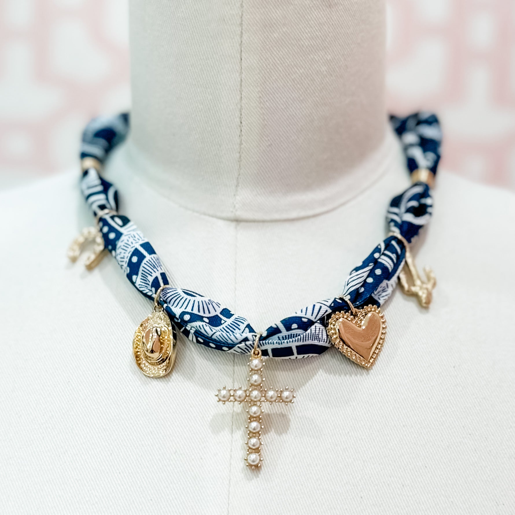 Black Bandana Necklace with Cross