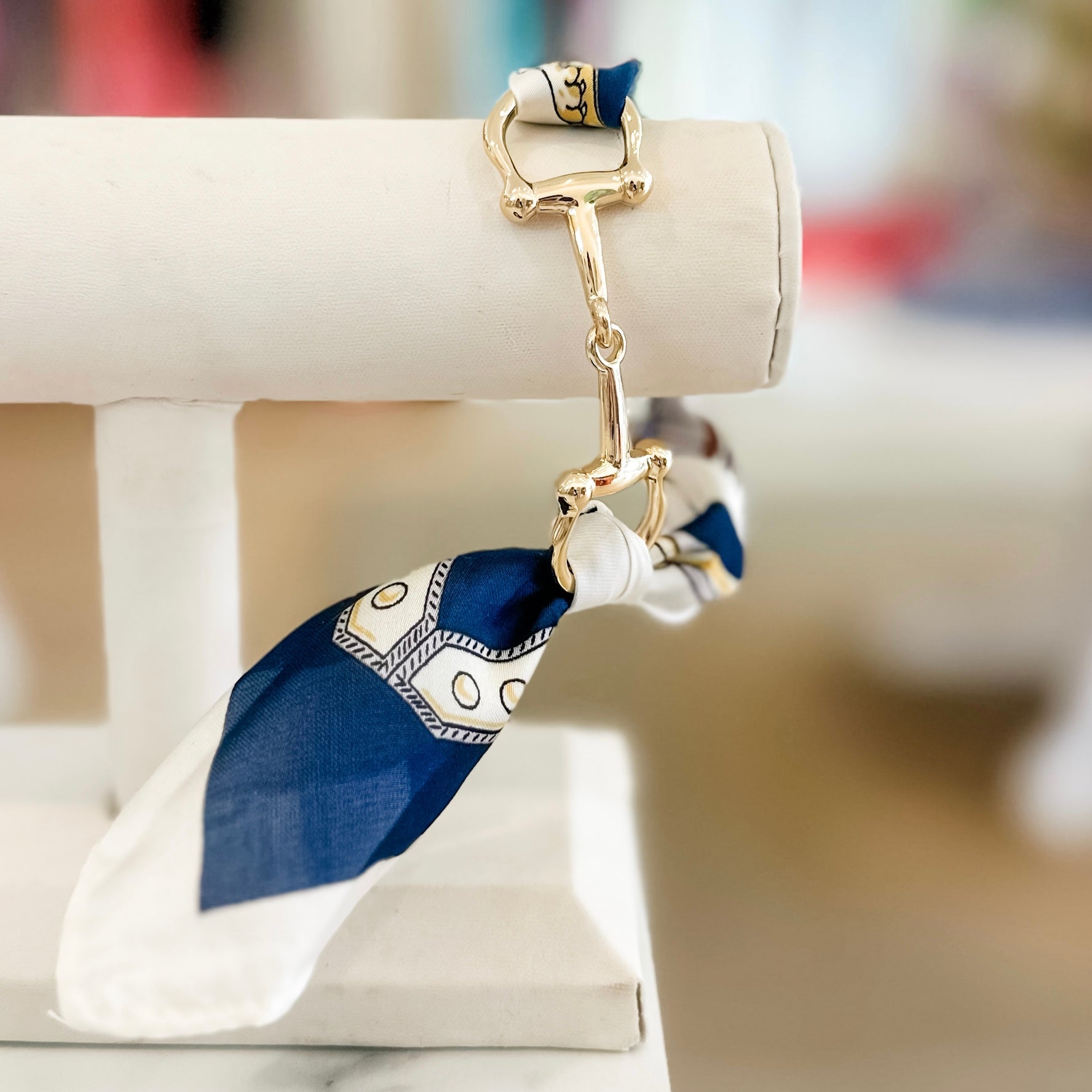 Horse Bit Scarf Bracelet- Blue
