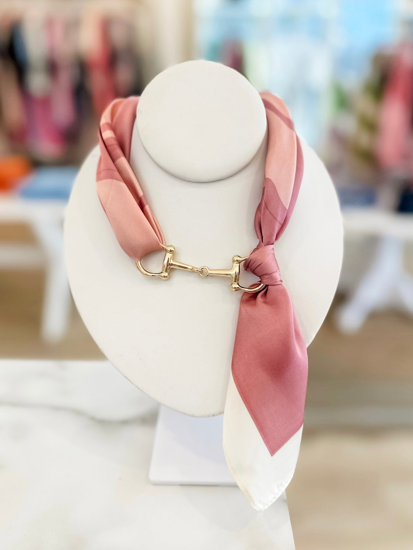Horse Bit Scarf Necklace- Pink