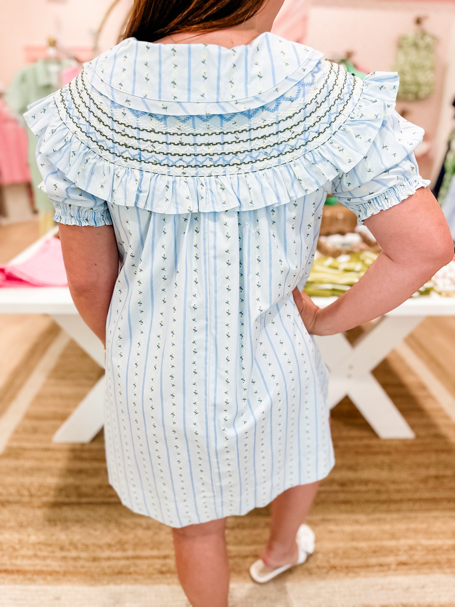 KARLIE Peter Pan Mini Dress - Blue