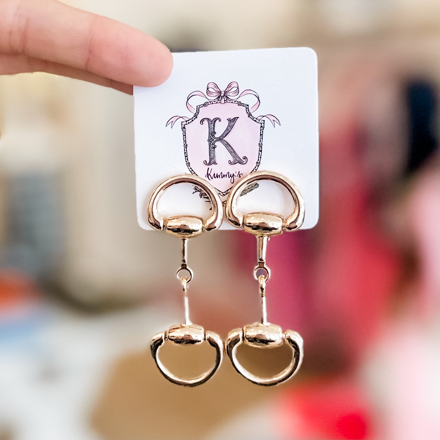 Gold Horse Bit Stud Earrings- Large