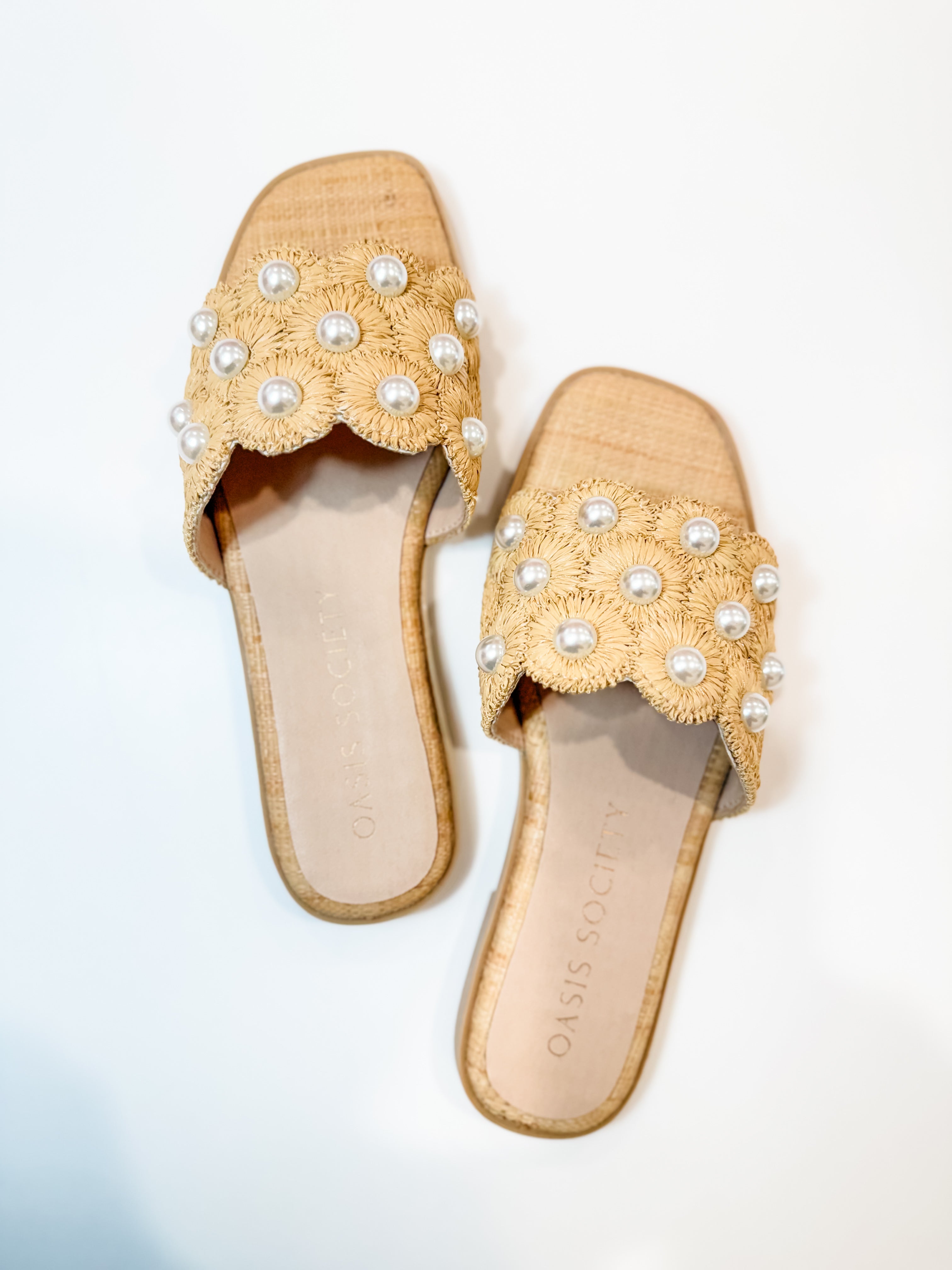 OASIS SOCIETY The Cathleen Natural Pearl Raffia Sandal