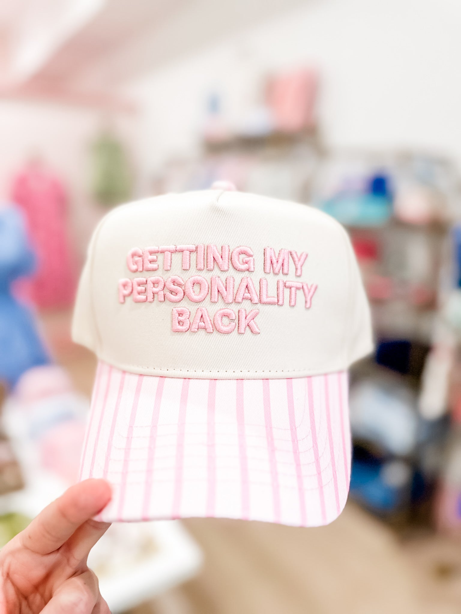Getting my Personality Back - Pink Stripe Trucker Hat