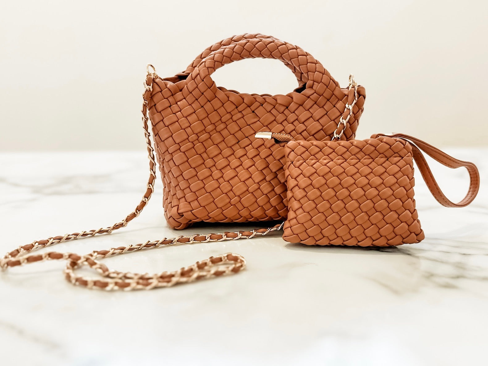 Woven Crossbody Mini- Camel