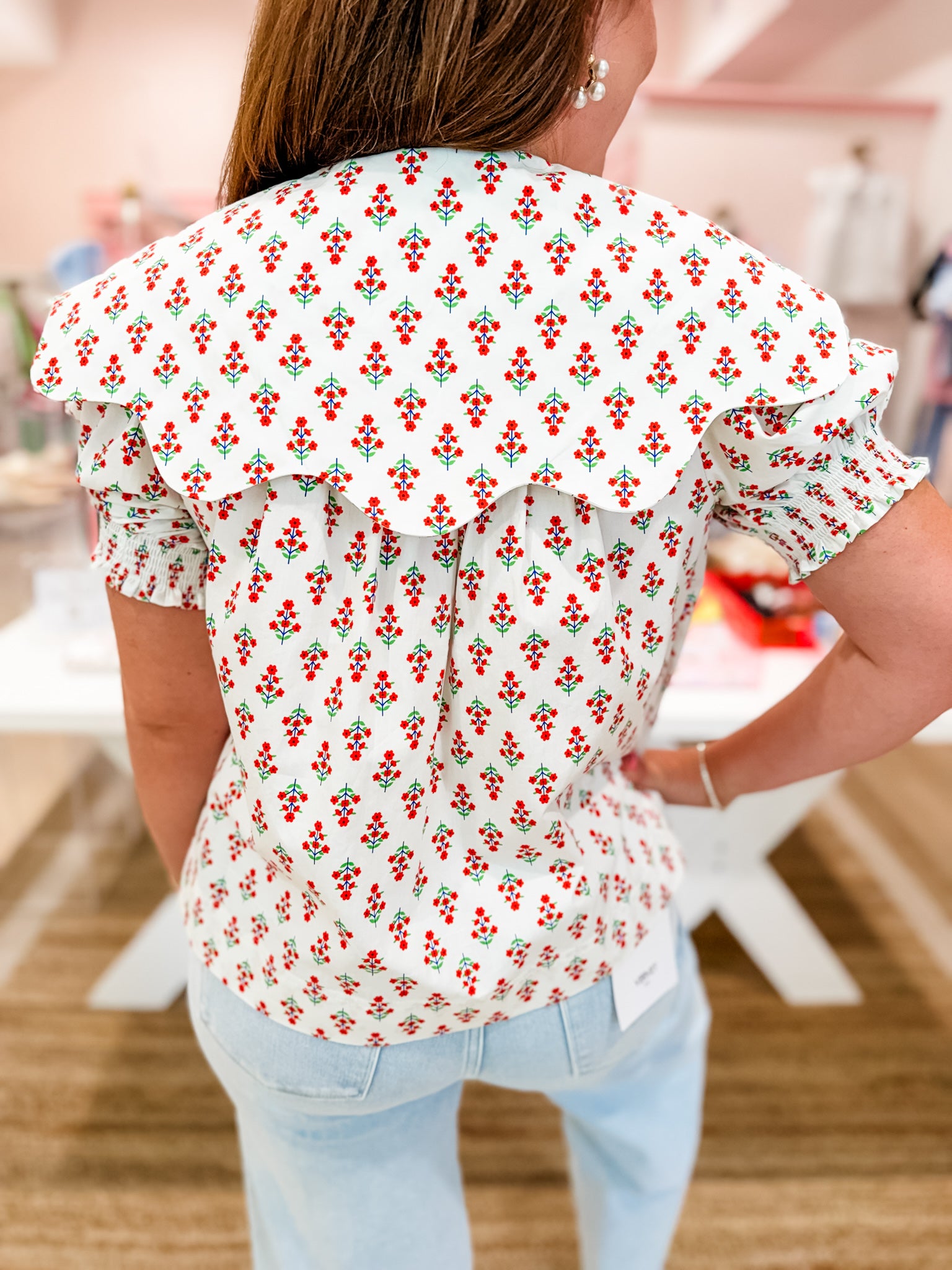 KARLIE Peter Pan Rosette Blouse