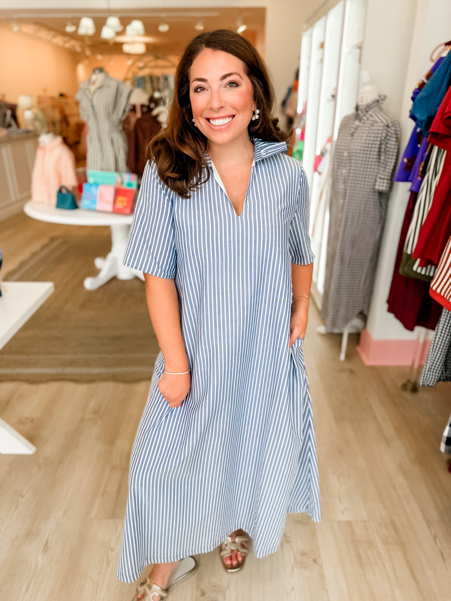 Navy Lane Midi Dress