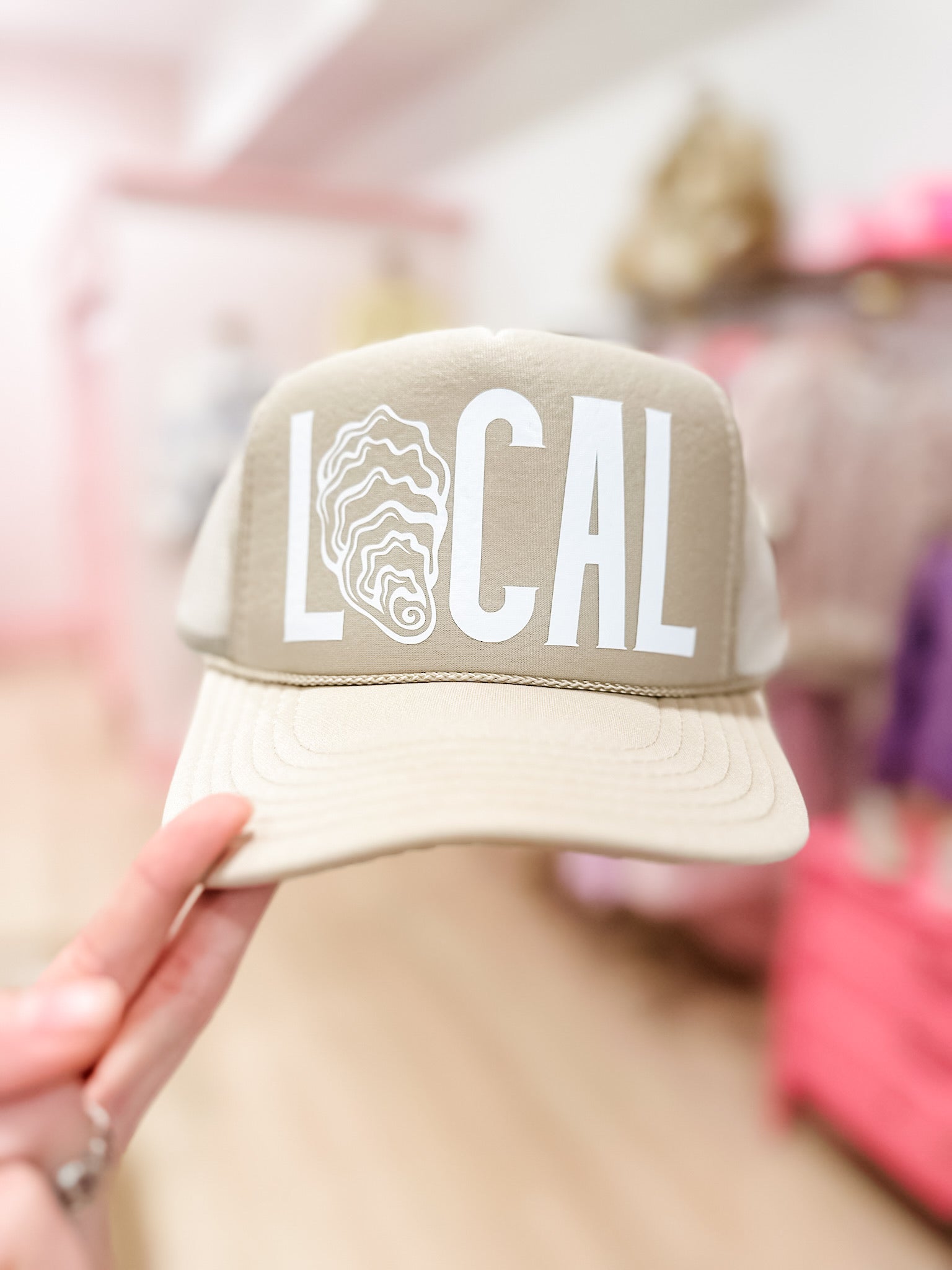 Local Oyster Shell Trucker Hat- Tan