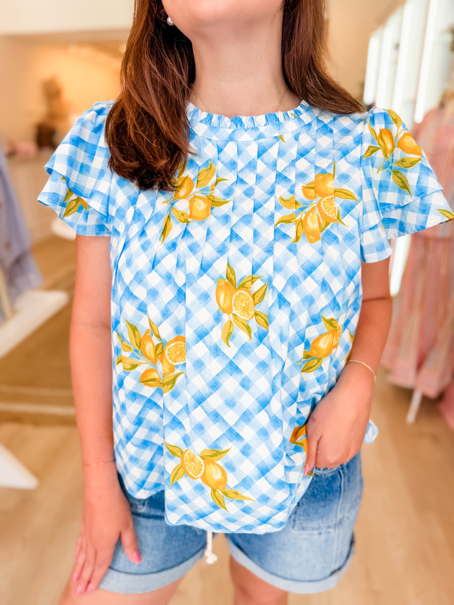Lemon Twist Gingham Top