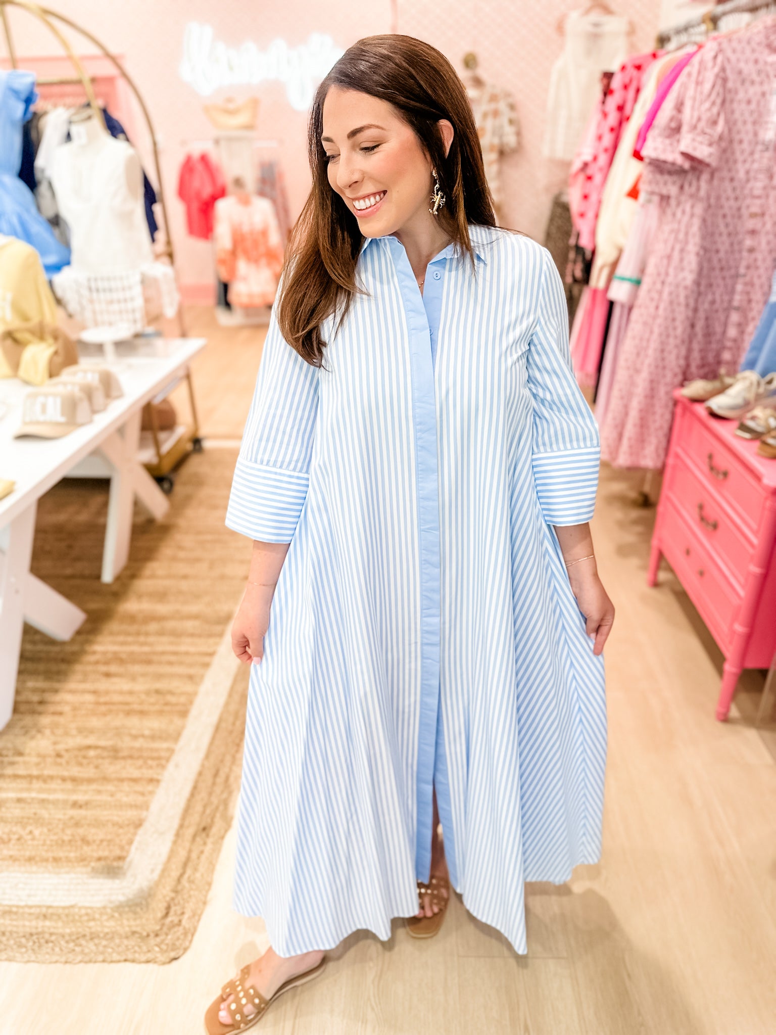 Easy Breezy Striped Dress- Light Blue