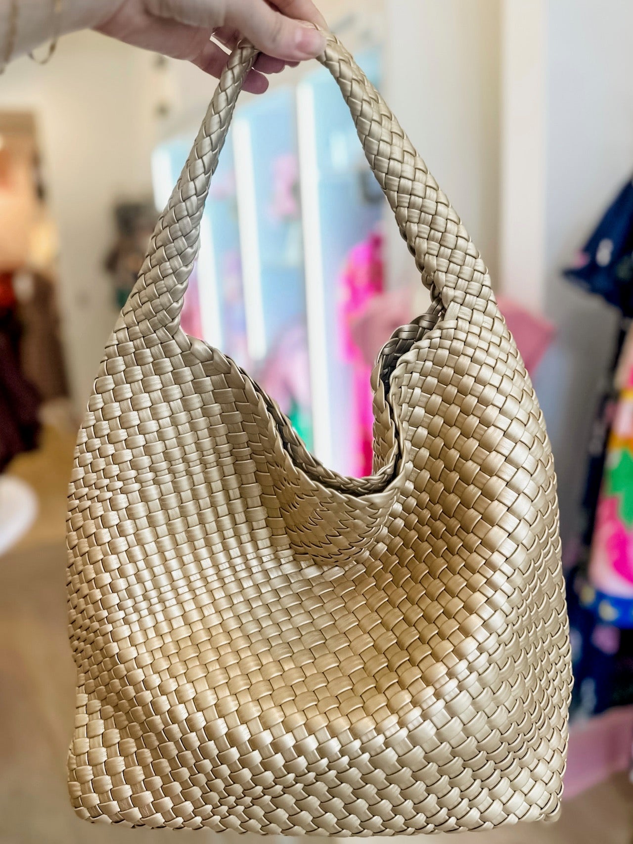 Woven Tote Bag- Gold