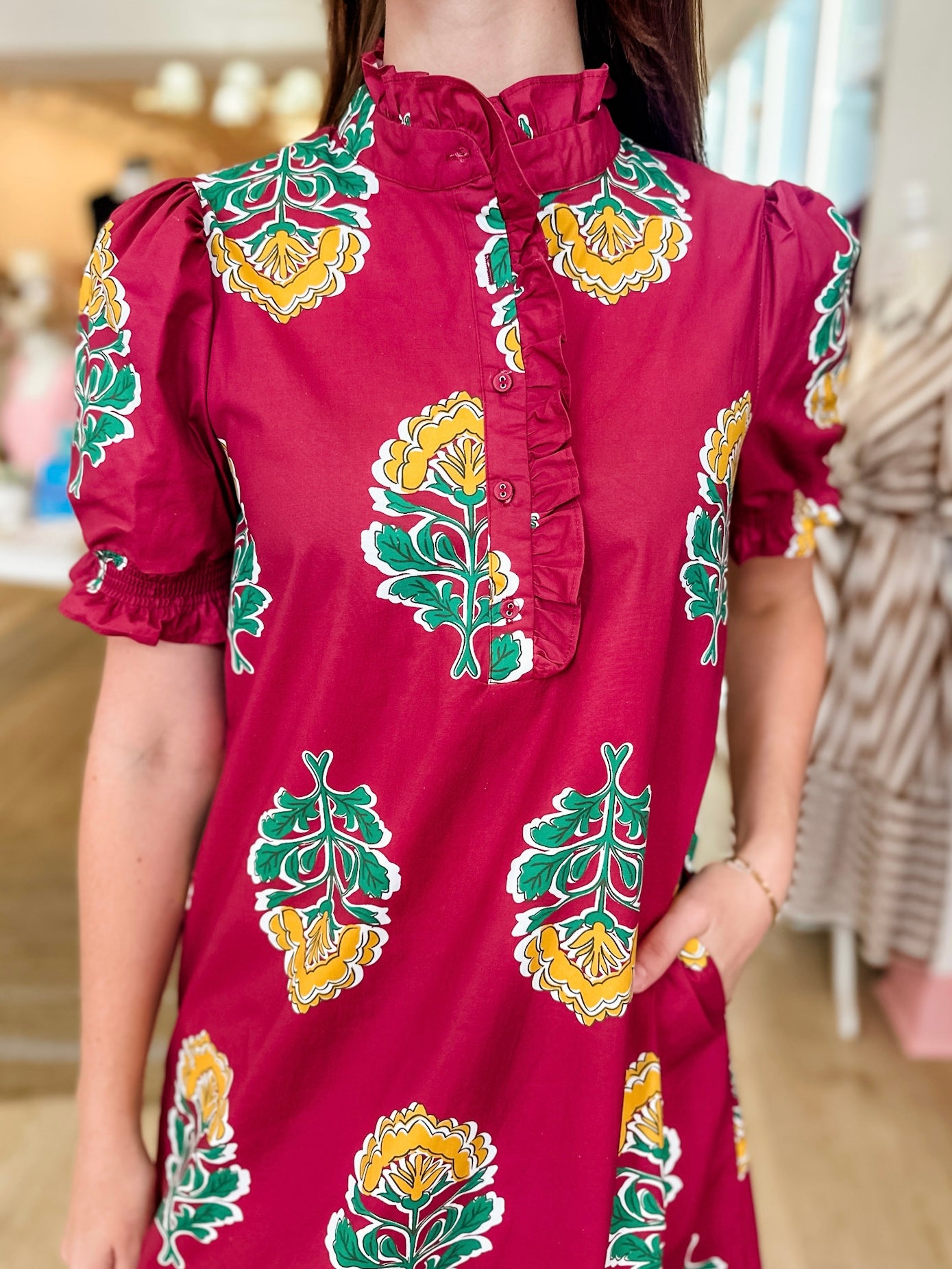 Gardenia Midi Dress- Burgundy