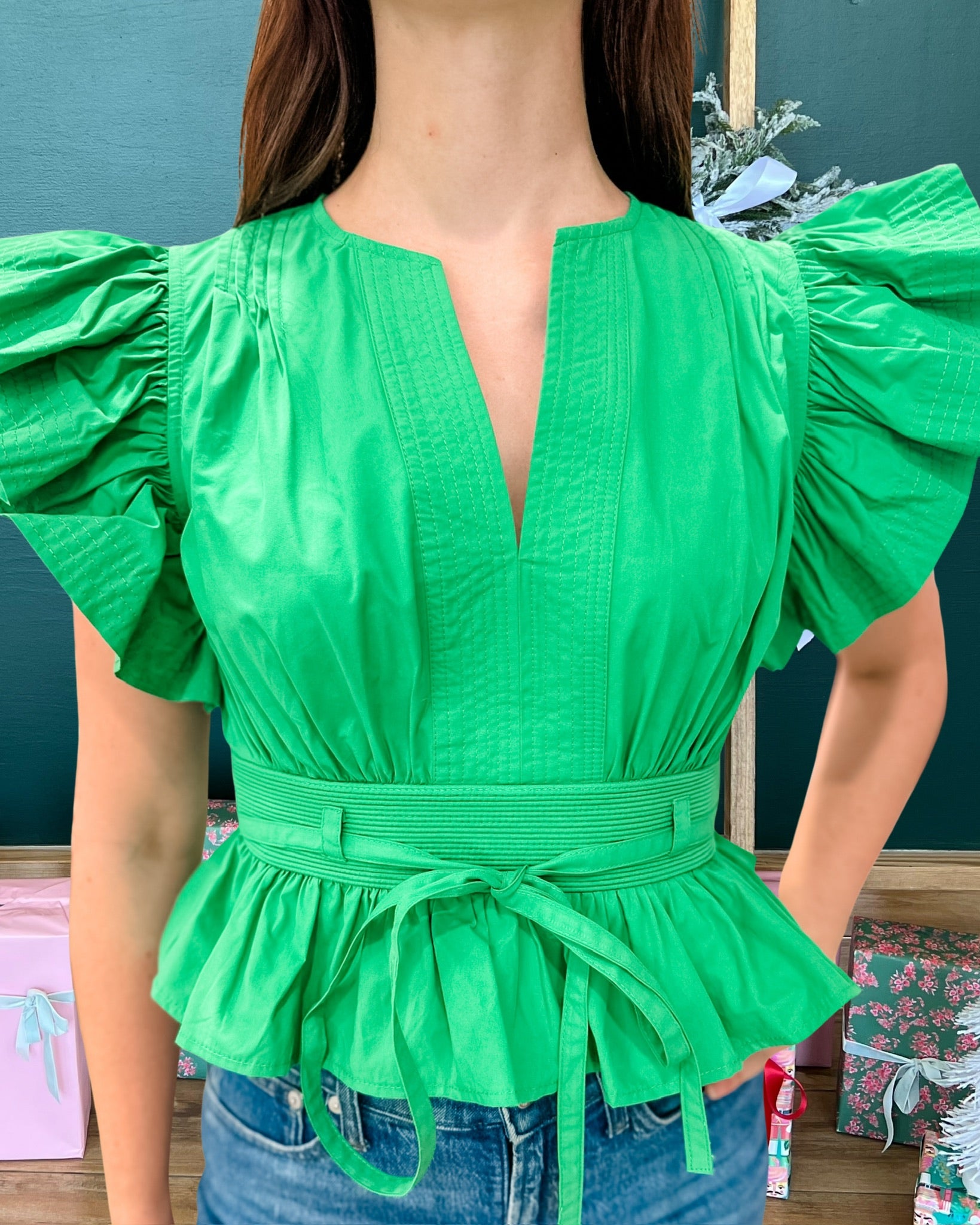 Most Wanted Peplum Top- Green