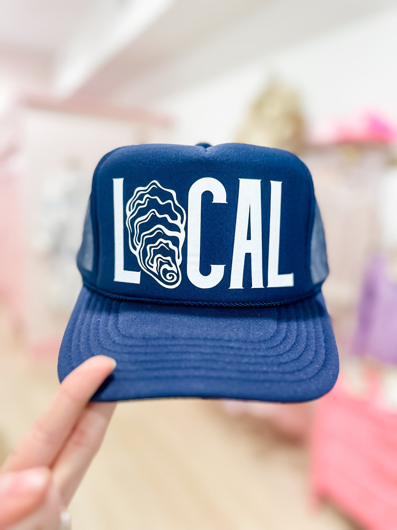 Local Oyster Shell Trucker Hat- Blue