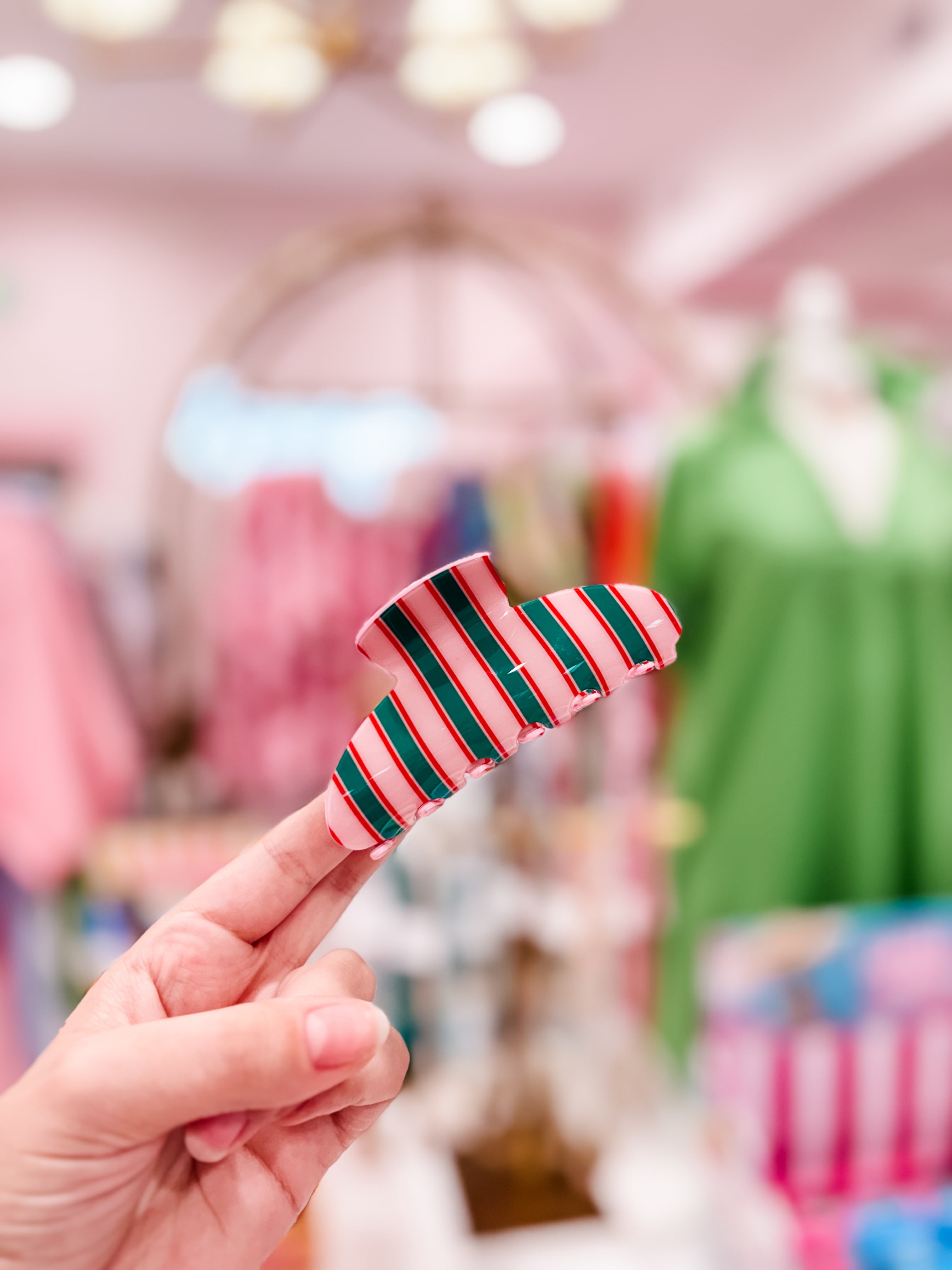 Snatch & Stripe Clip- Red, Pink & Green