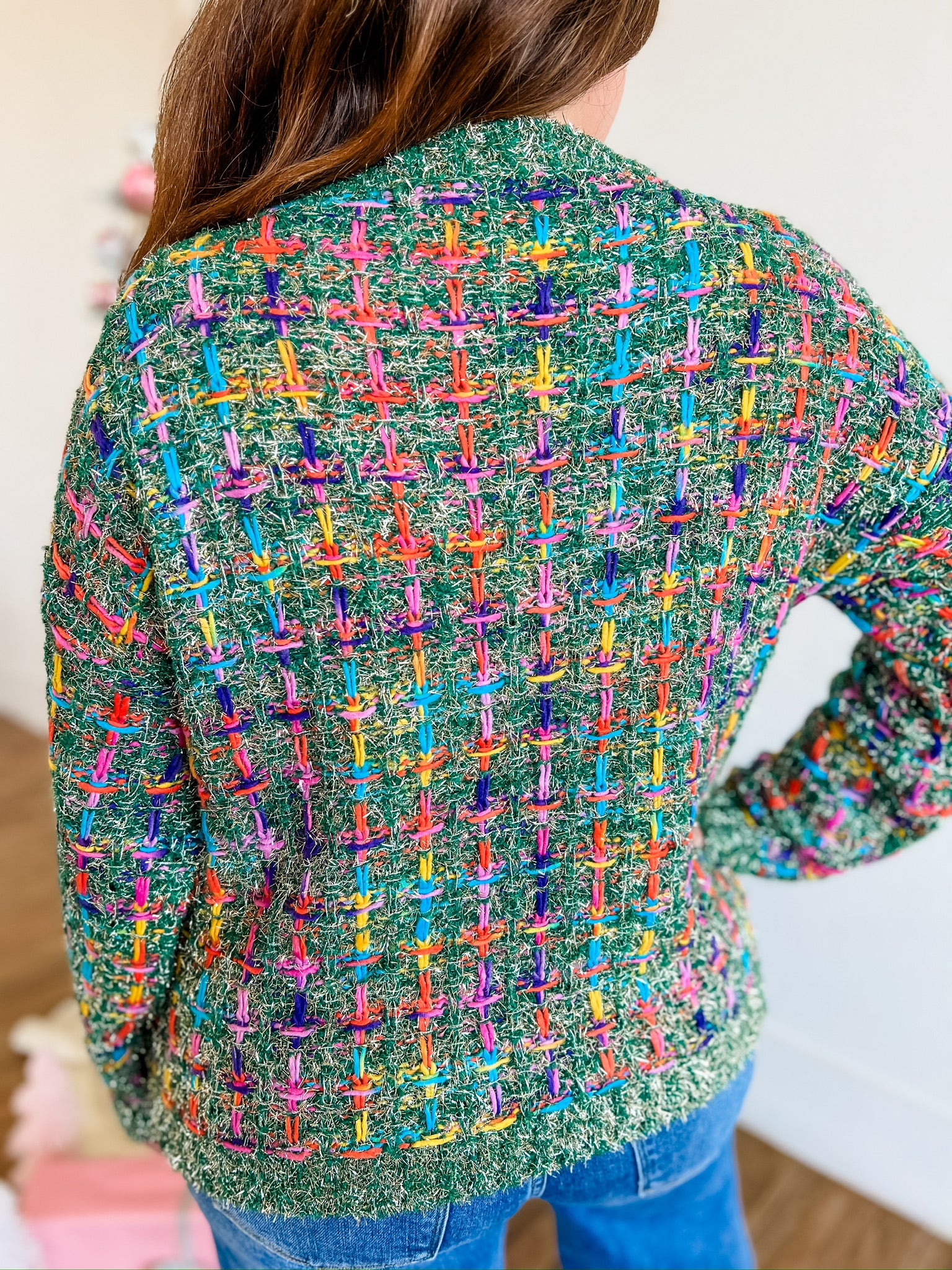 Holiday Tweed Sweater- Green