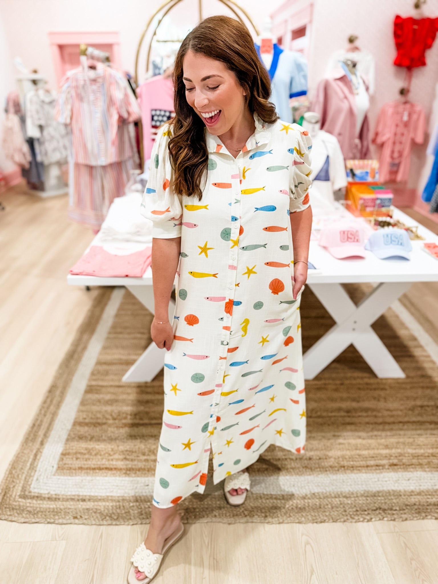 KARLIE Gone Fishin’ Button Down Maxi