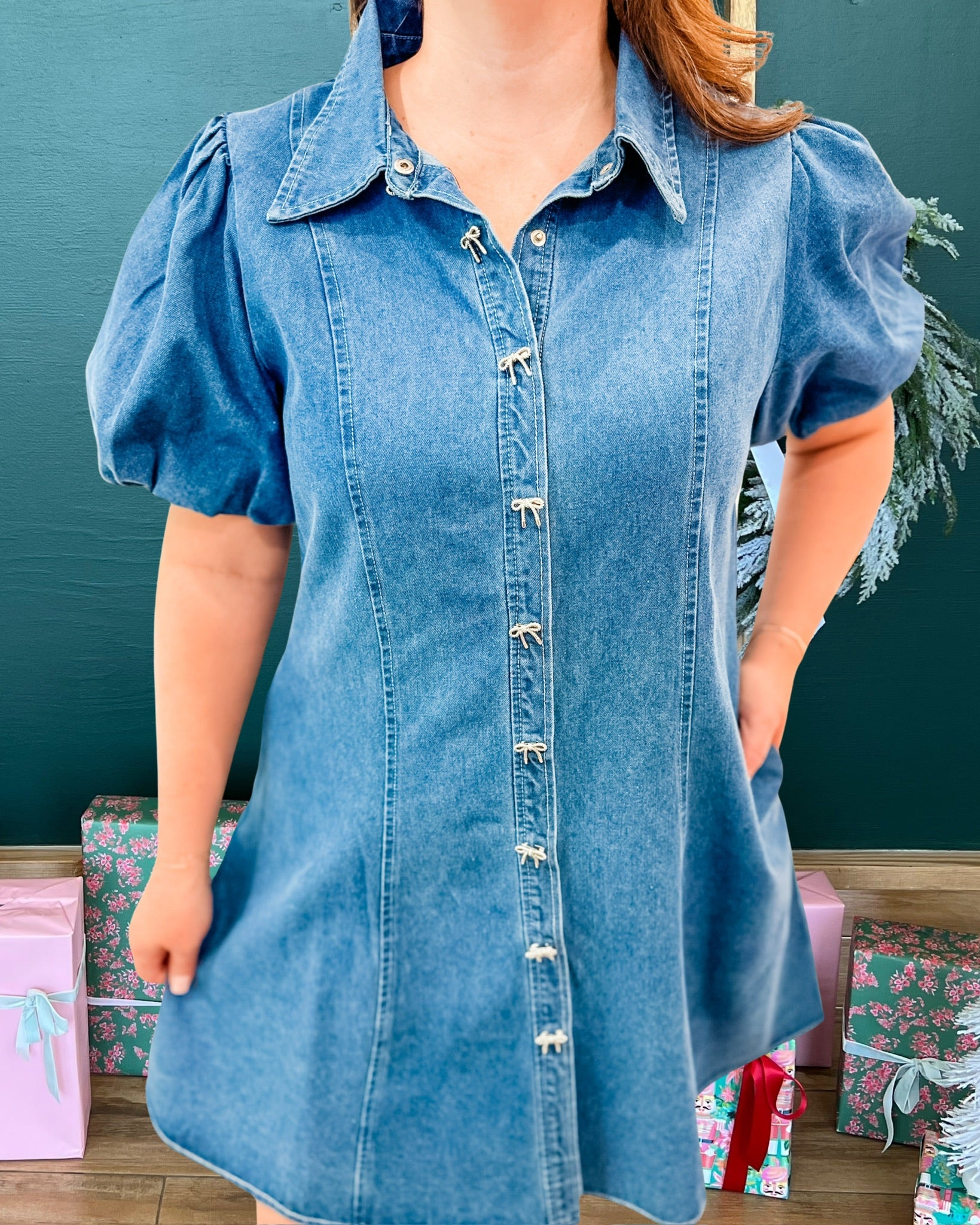 The Casual Chic Denim Bow Dress