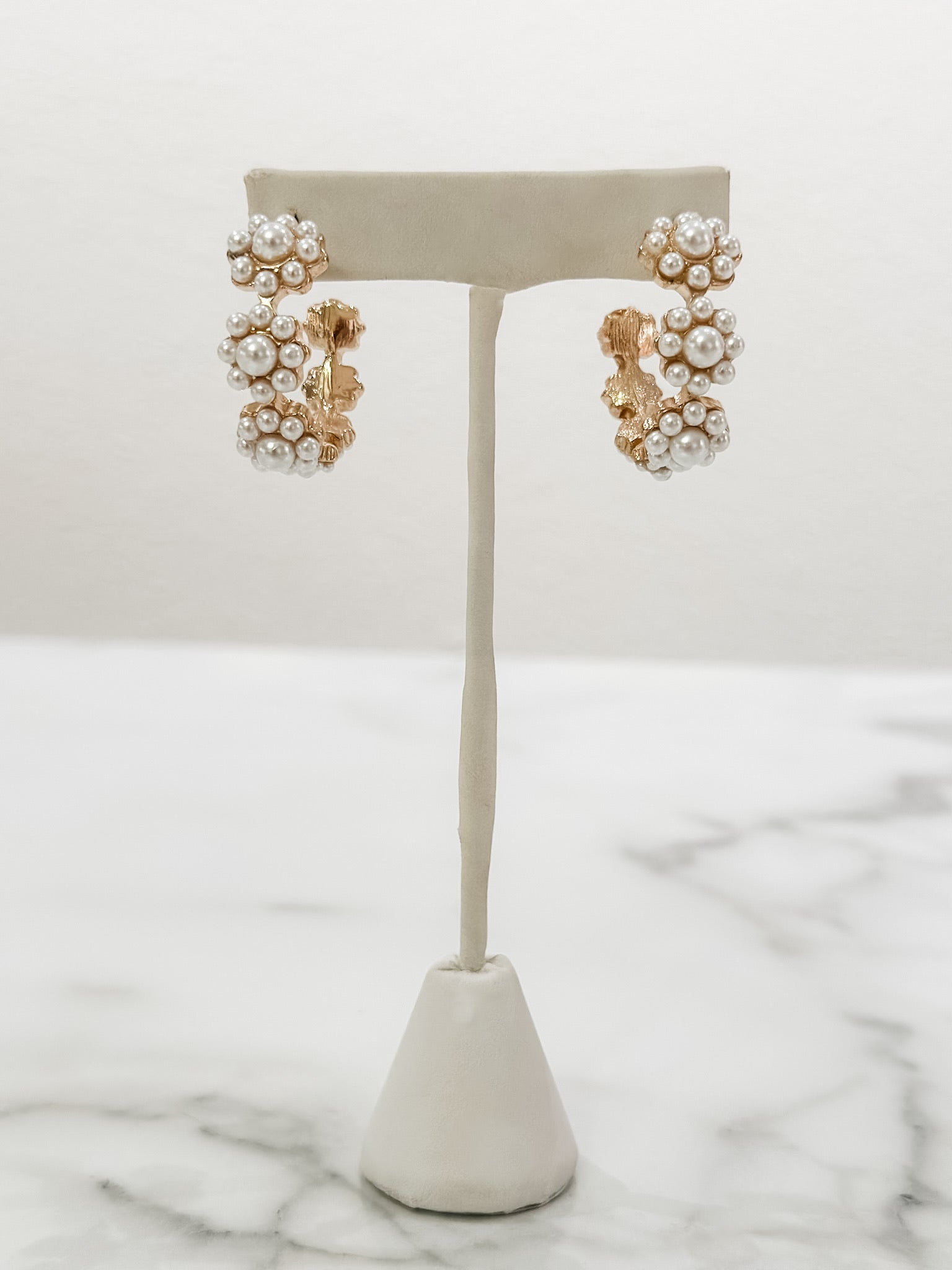 Pearl Floral Hoop Earrings