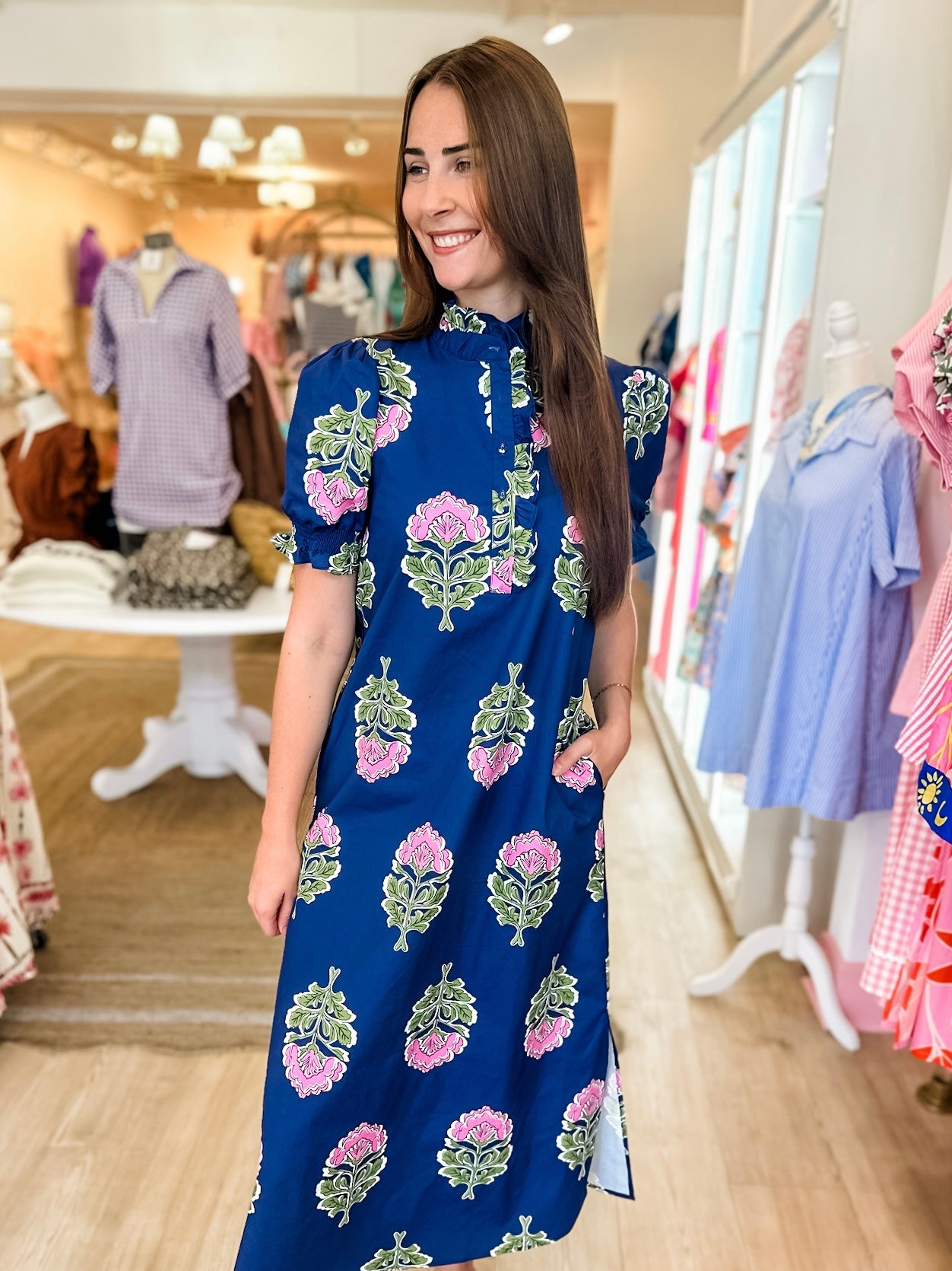 Gardenia Midi Dress- Navy