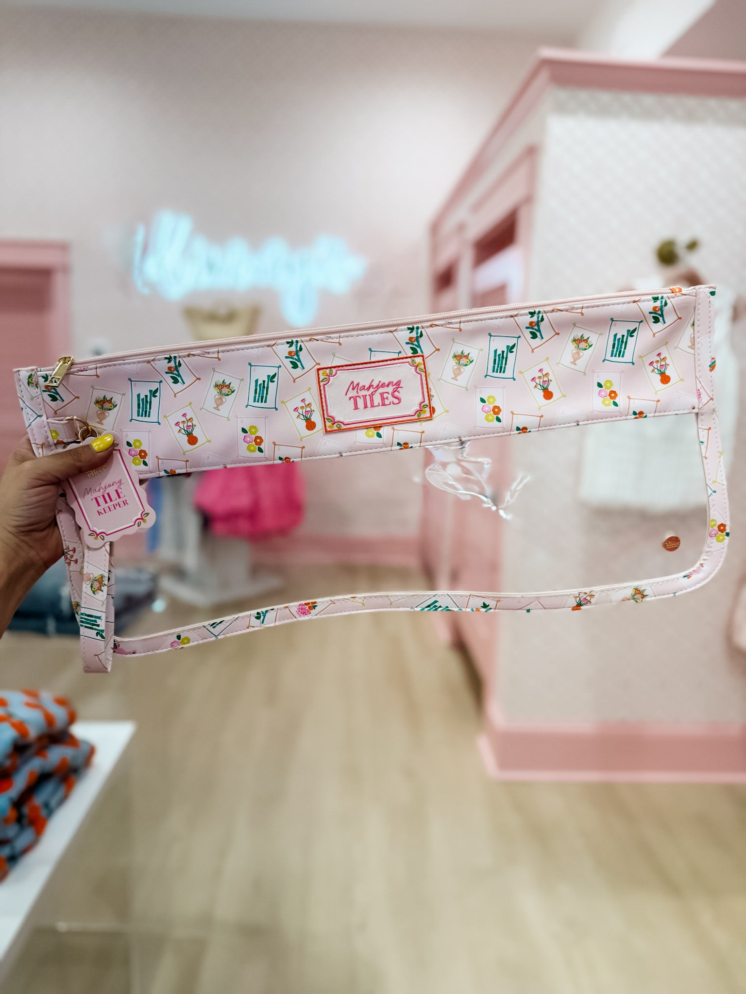 Tile Keeper Pouch–It's Mahj Time Pink
