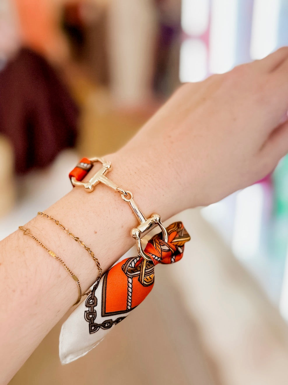 Horse Bit Scarf Bracelet- Orange