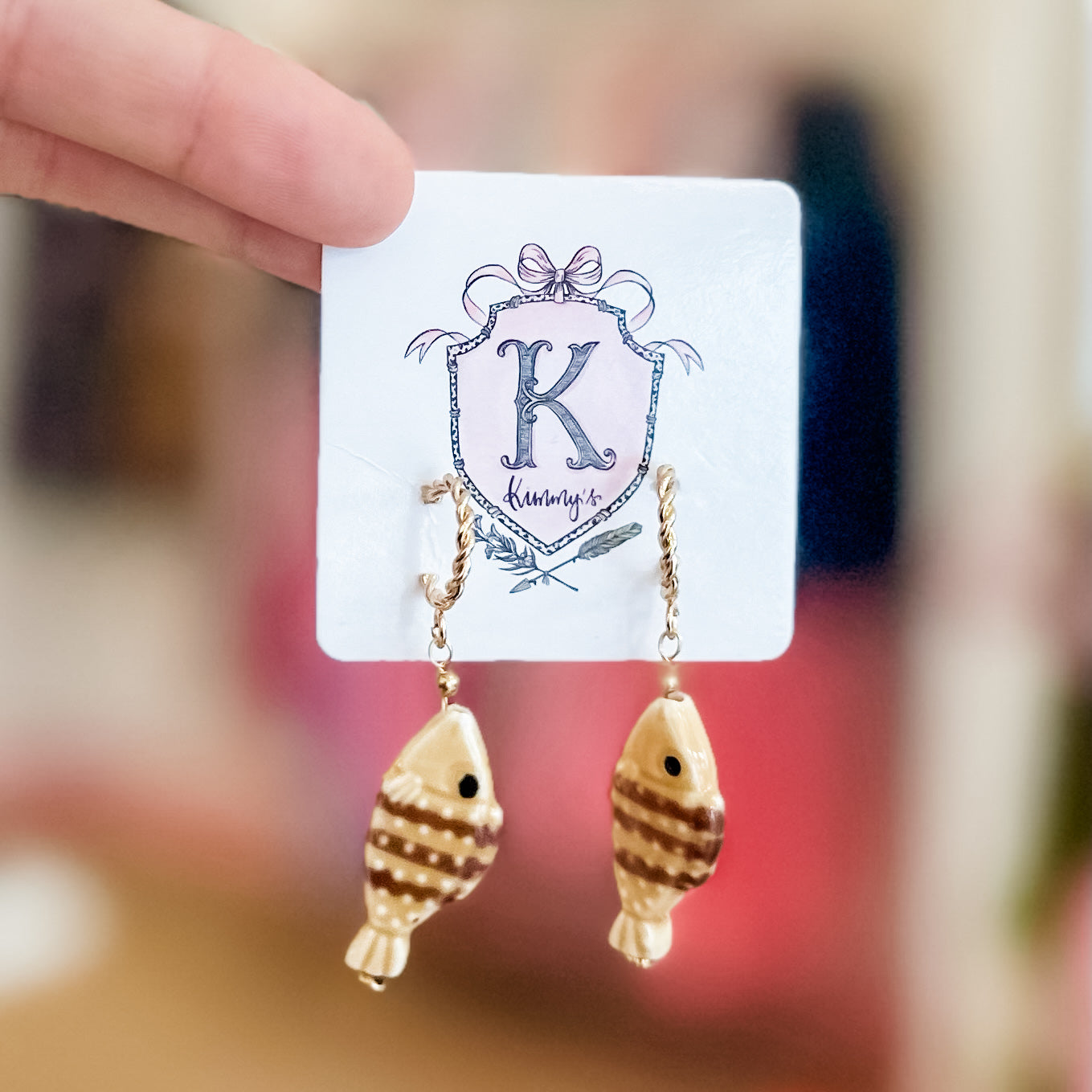 Gold Mini Hoops with Fish Bead