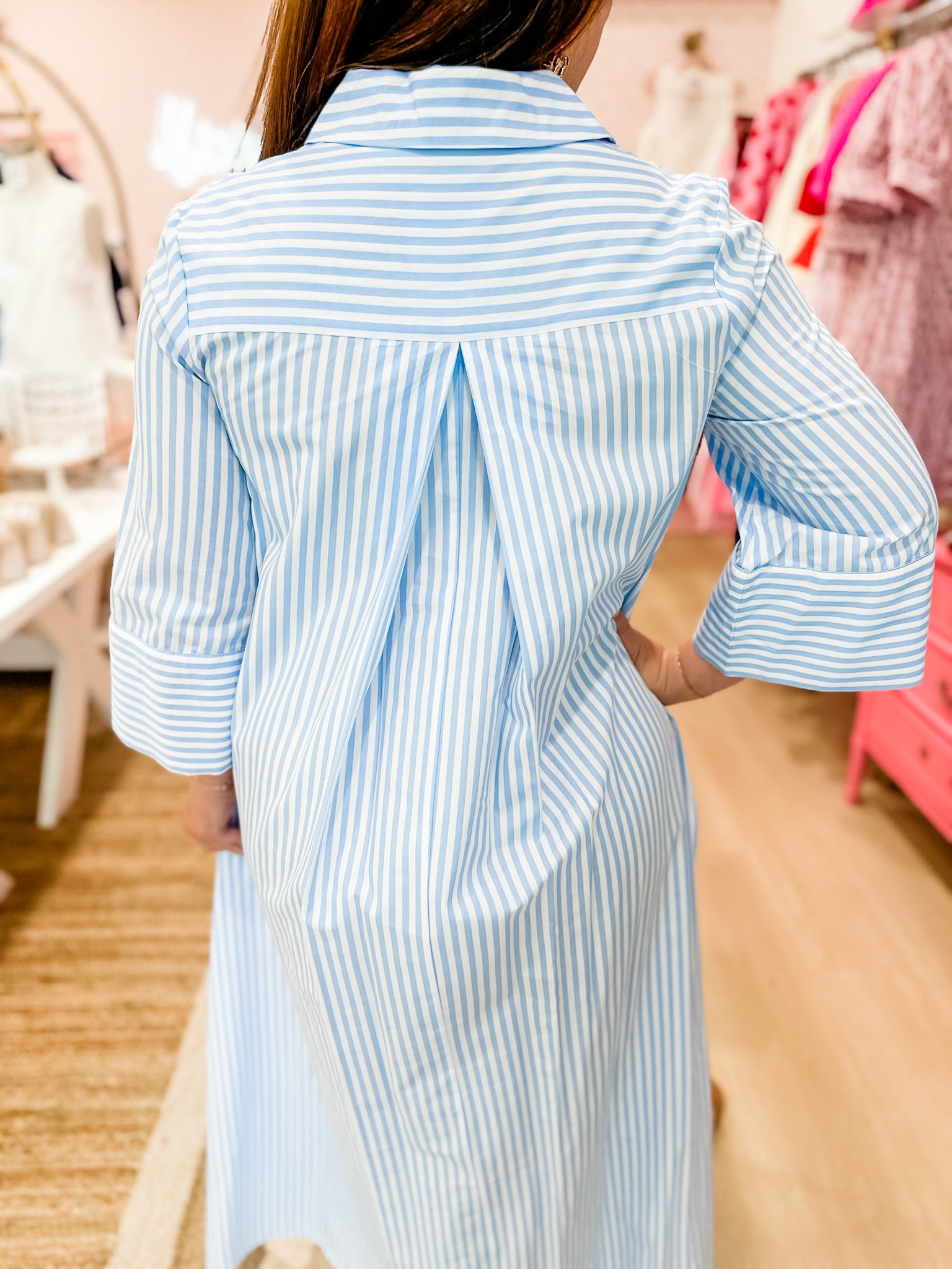 Easy Breezy Striped Dress- Light Blue