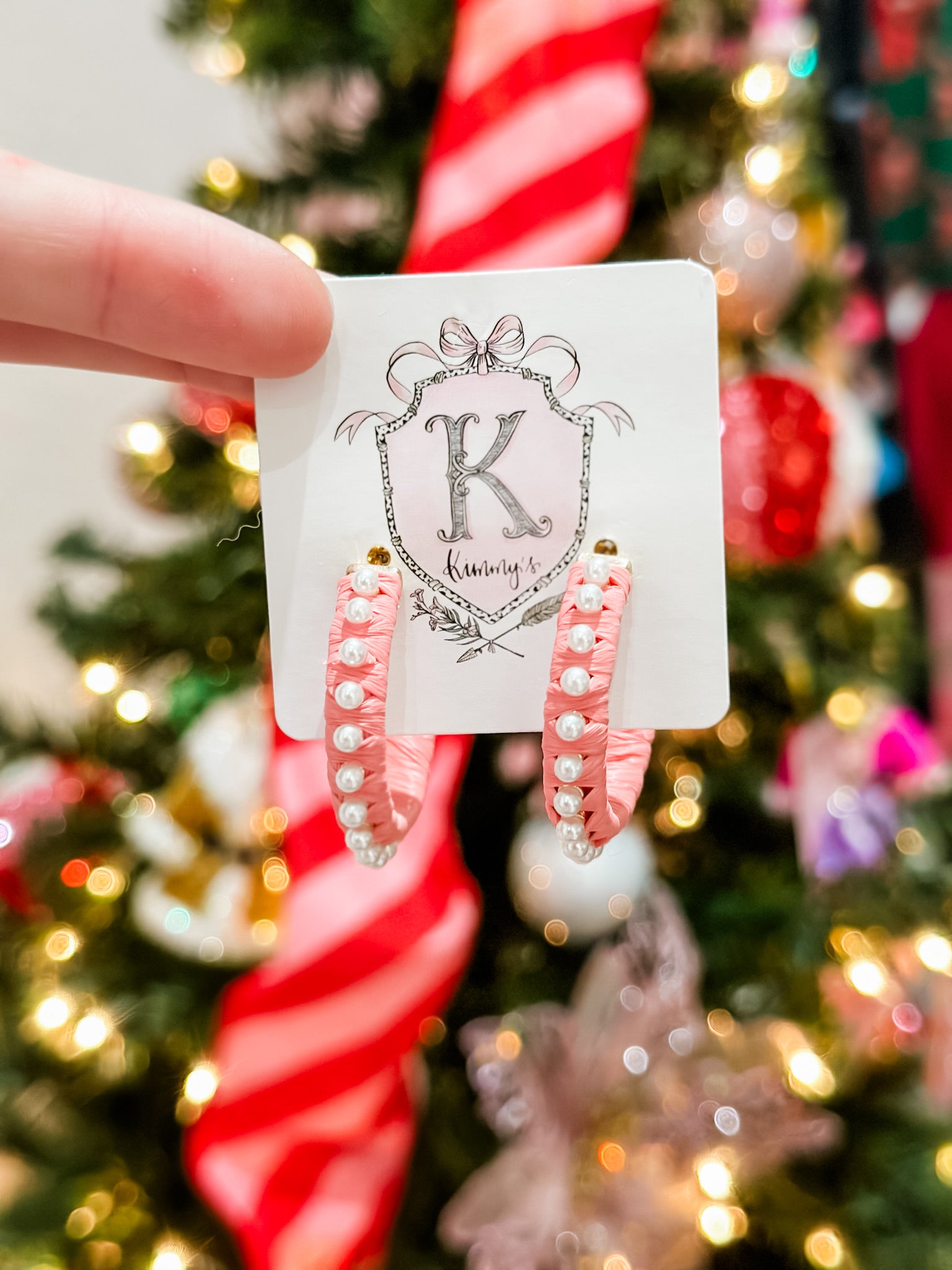 Pink Hoops with Pearls