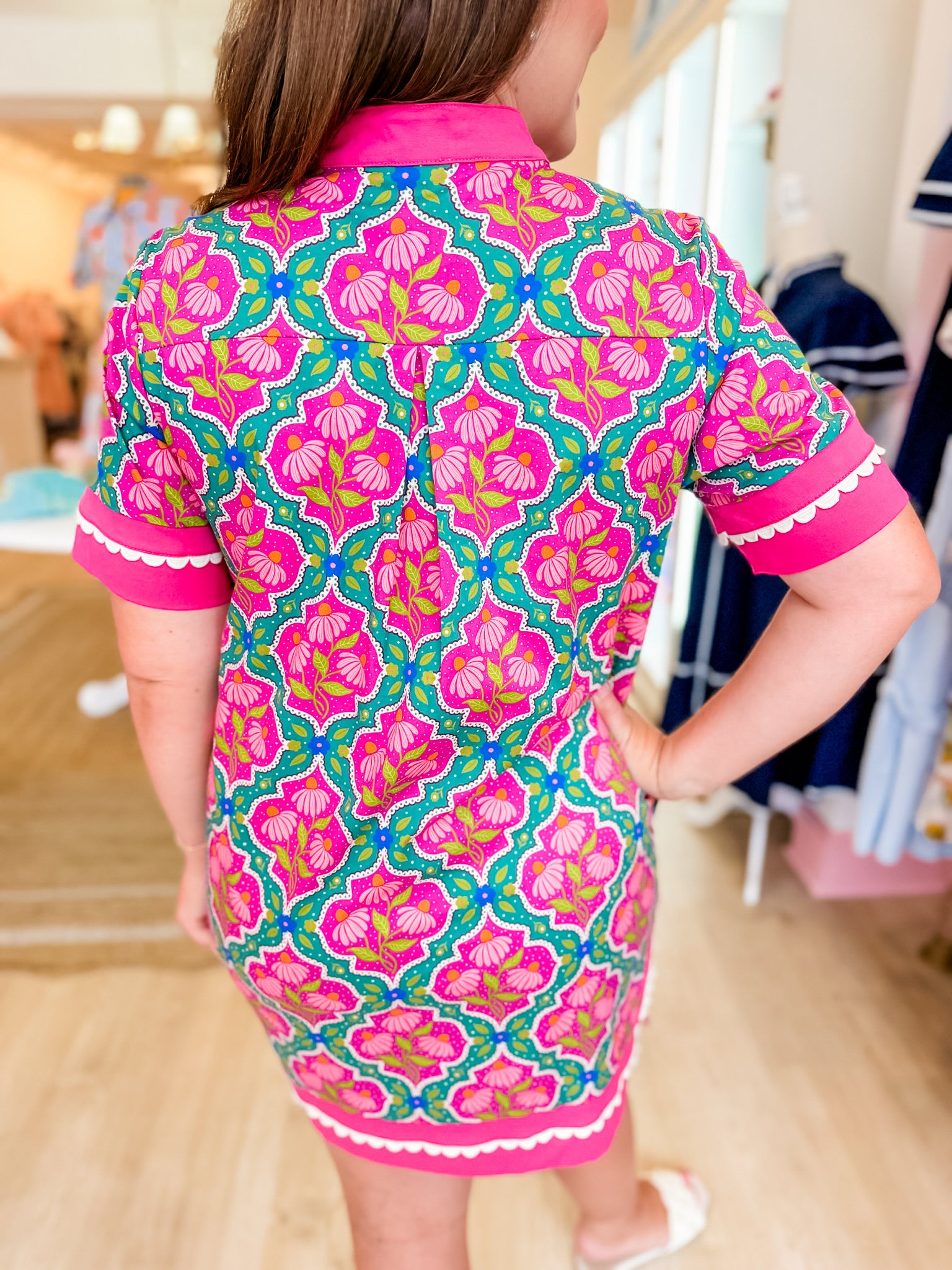 Fuchsia Florals Mini Dress