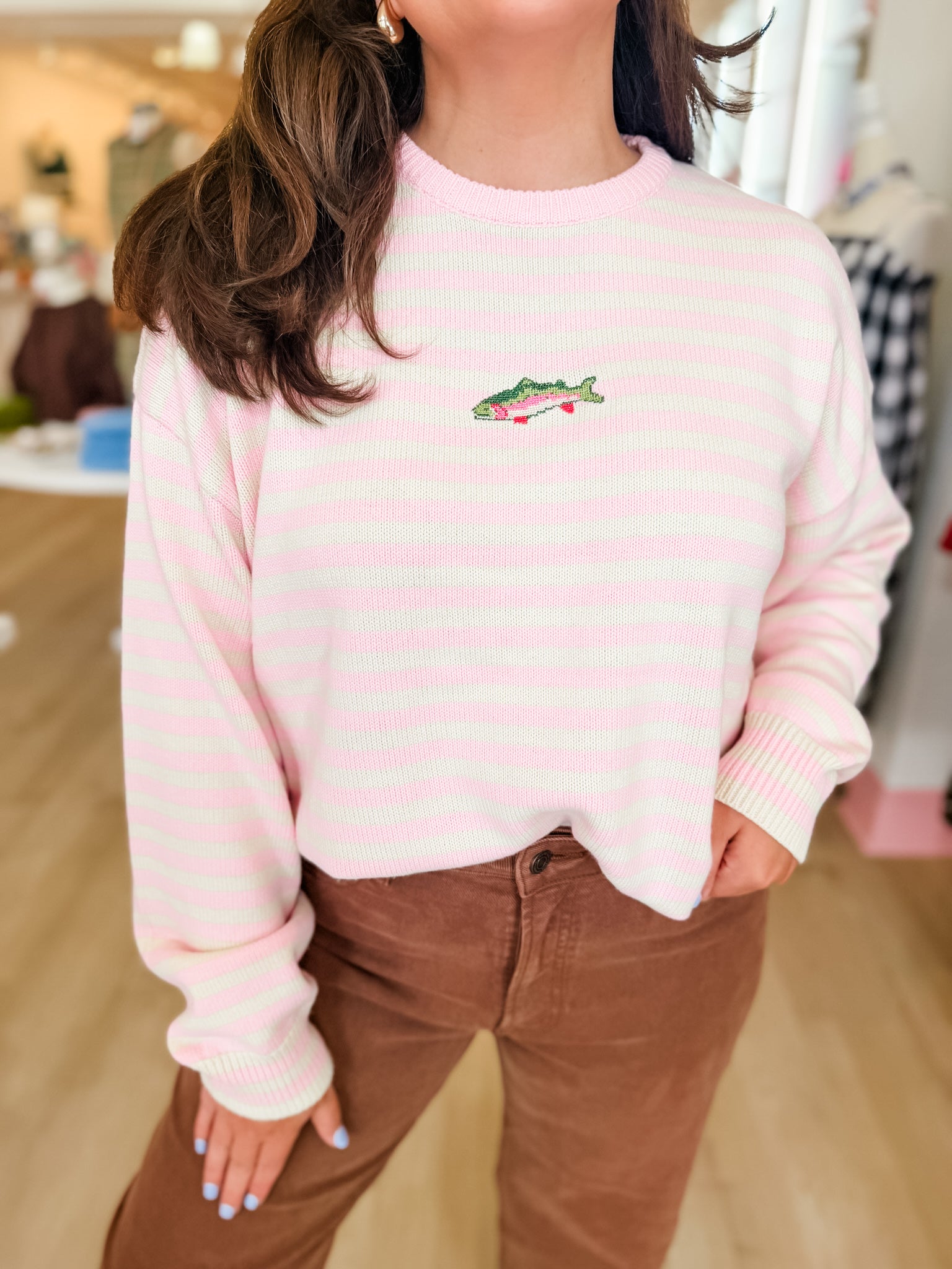 Tiny Fish Knit Sweater- Pink