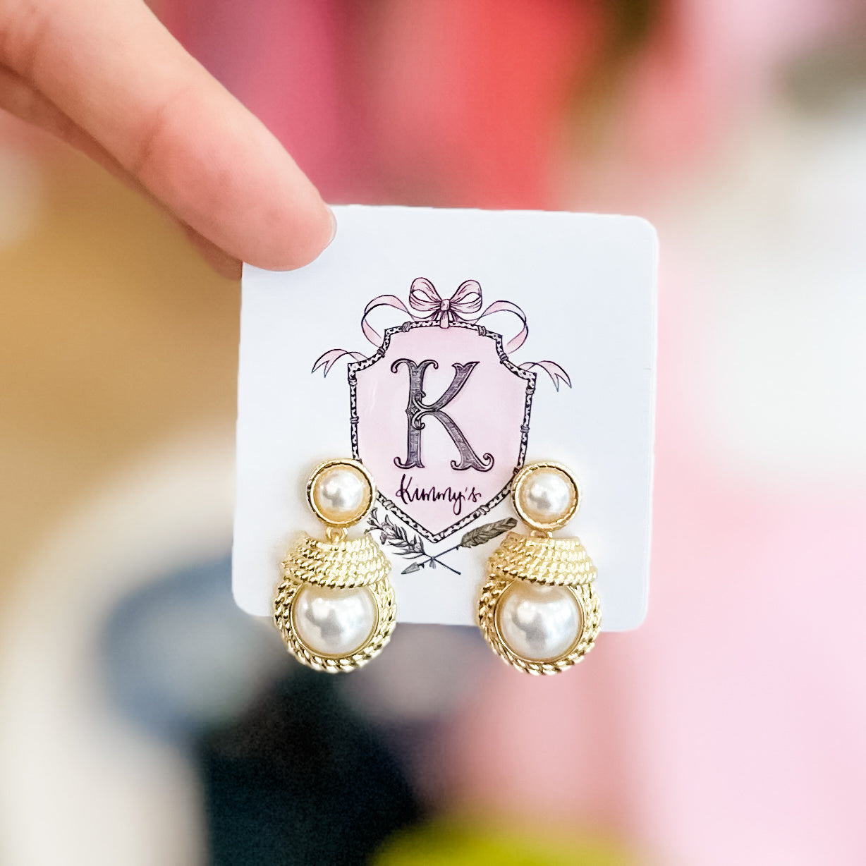 14k Gold Dipped Pearl Roped Drop Studs
