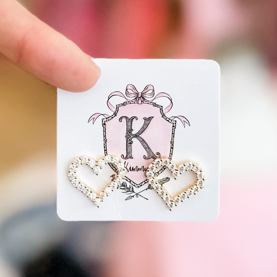 14k Gold Dipped Crystal Heart Studs