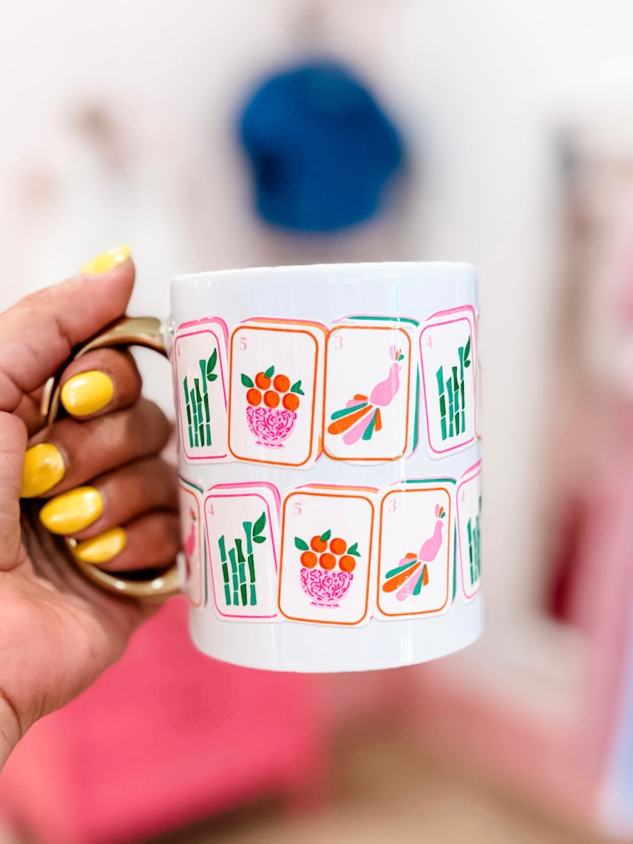 Cozy Cute Ceramic Mug–Mahjong Tiles