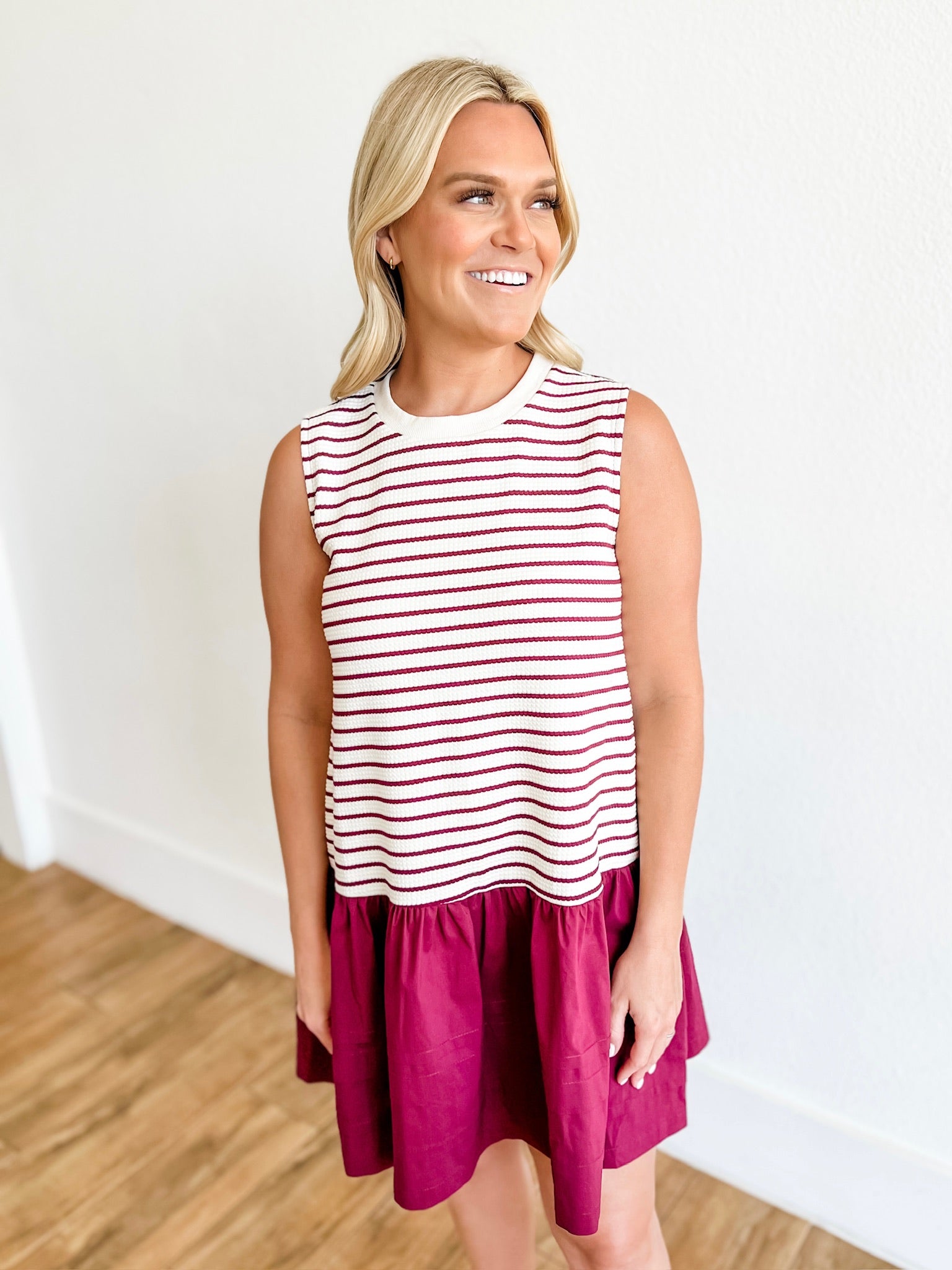 A Fine Line Dress- Maroon