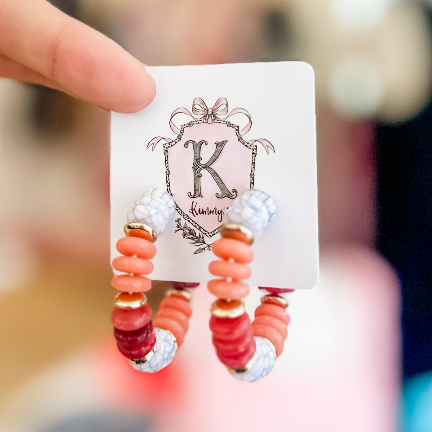 Shades of Pink Beaded Hoops