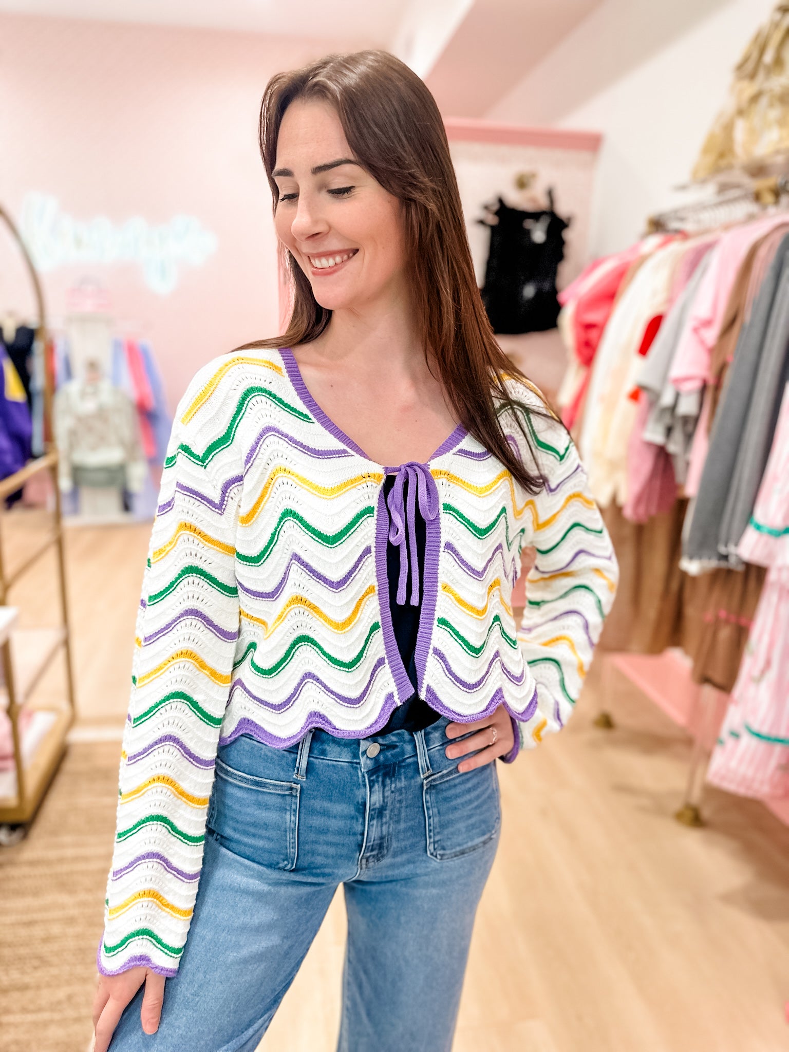 Mardi Gras Wave Cardigan