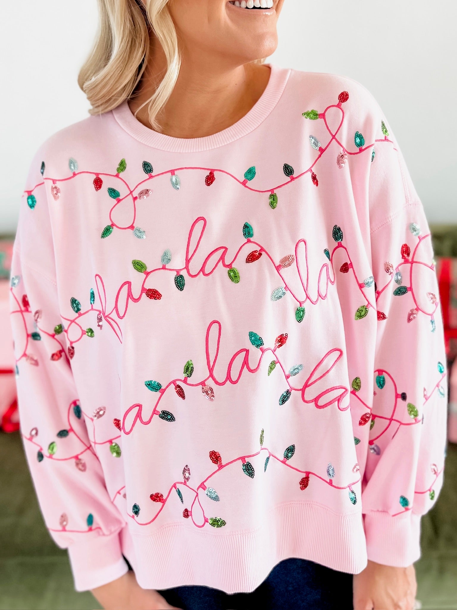 Fa La La Christmas Lights Pullover
