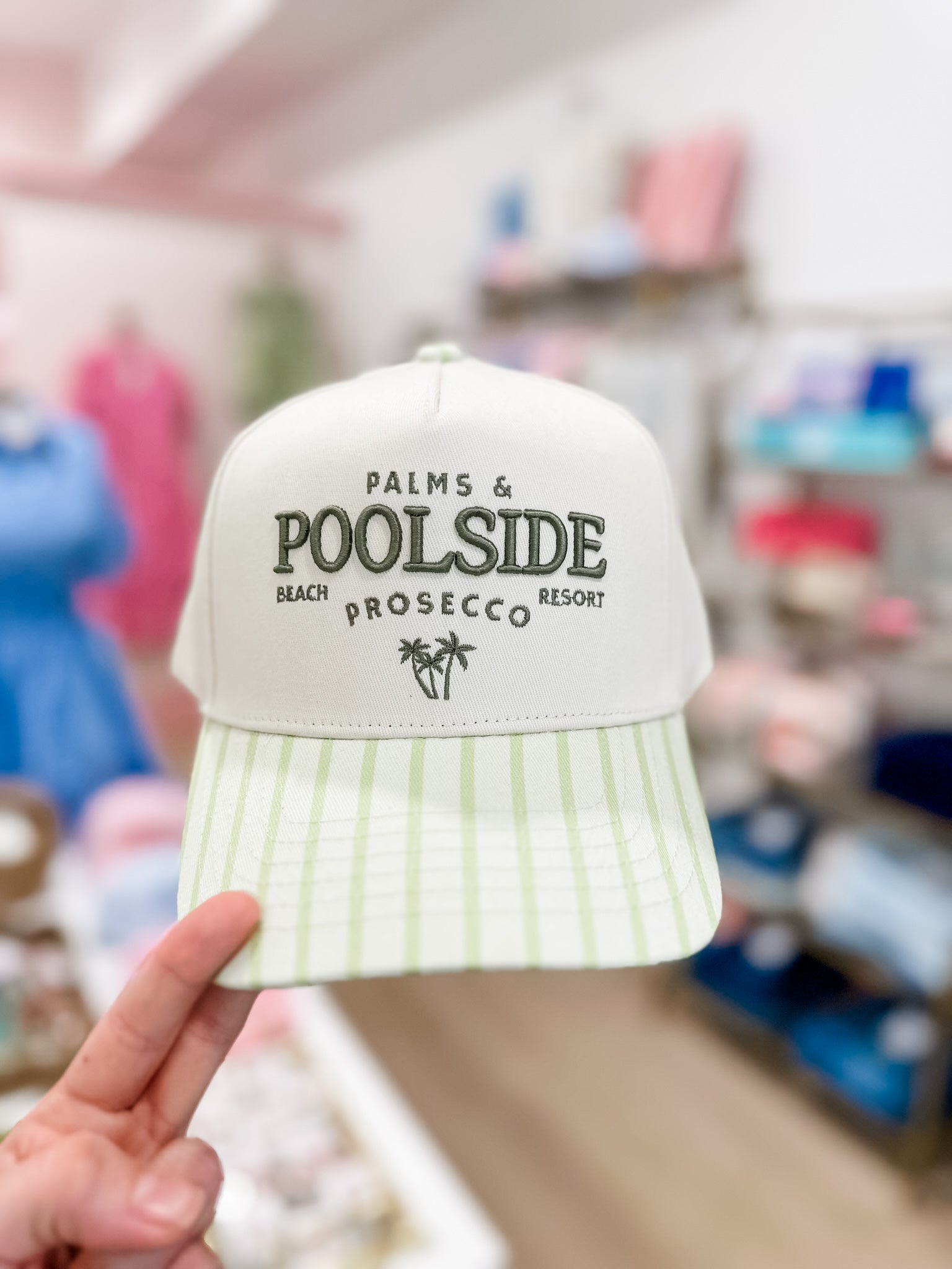 Palms & Poolside - Green Stripe Trucker Hat