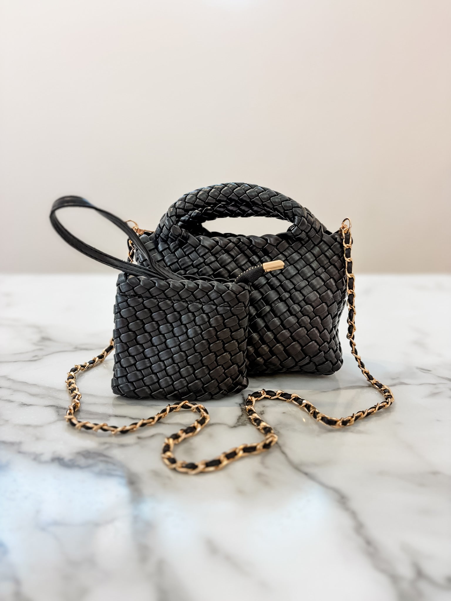 Woven Crossbody Mini- Black