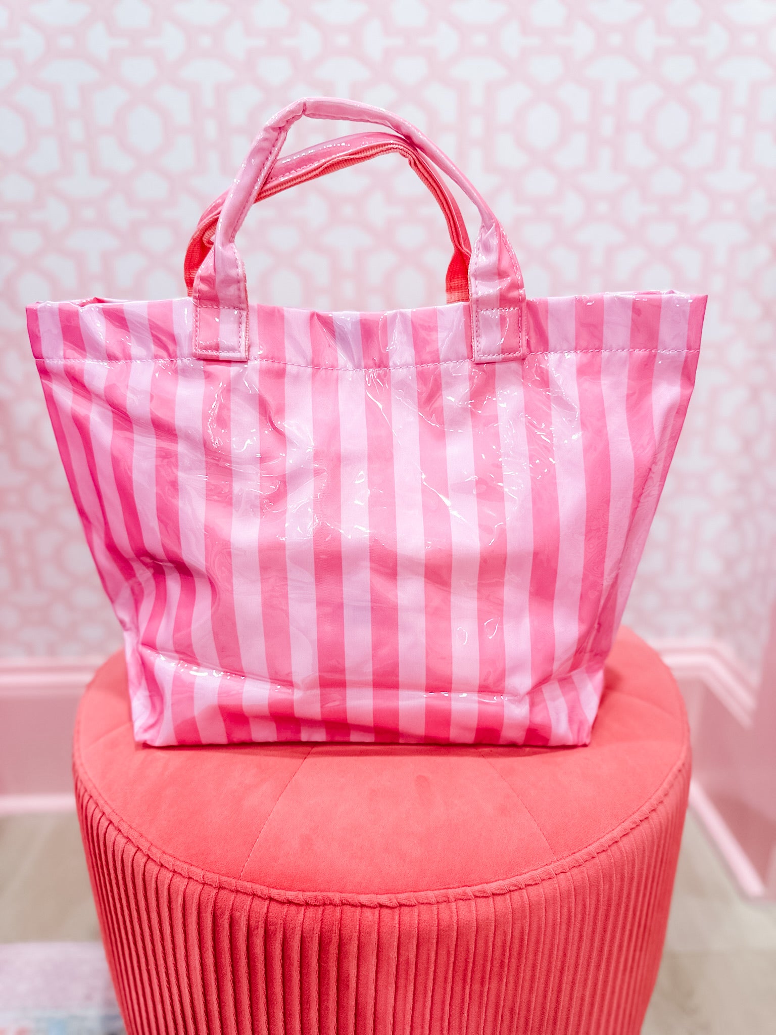 Weekend Wanderer Vinyl Tote- Hot Pink