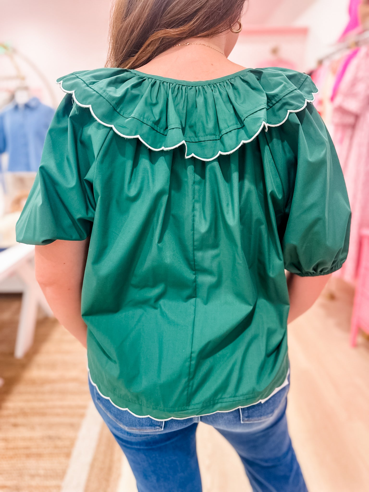 Forever Young Blouse- Hunter Green