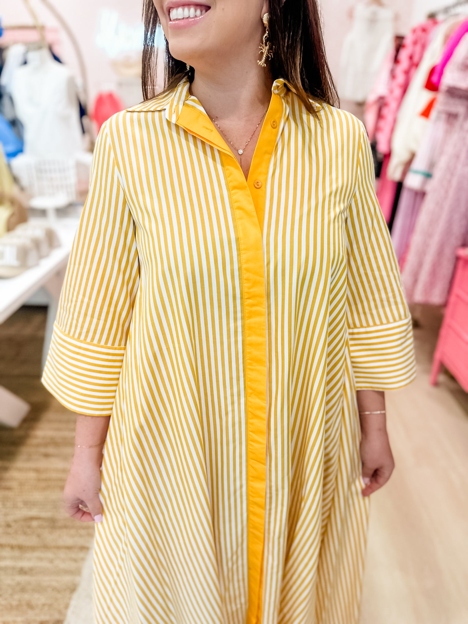 Easy Breezy Striped Dress- Yellow